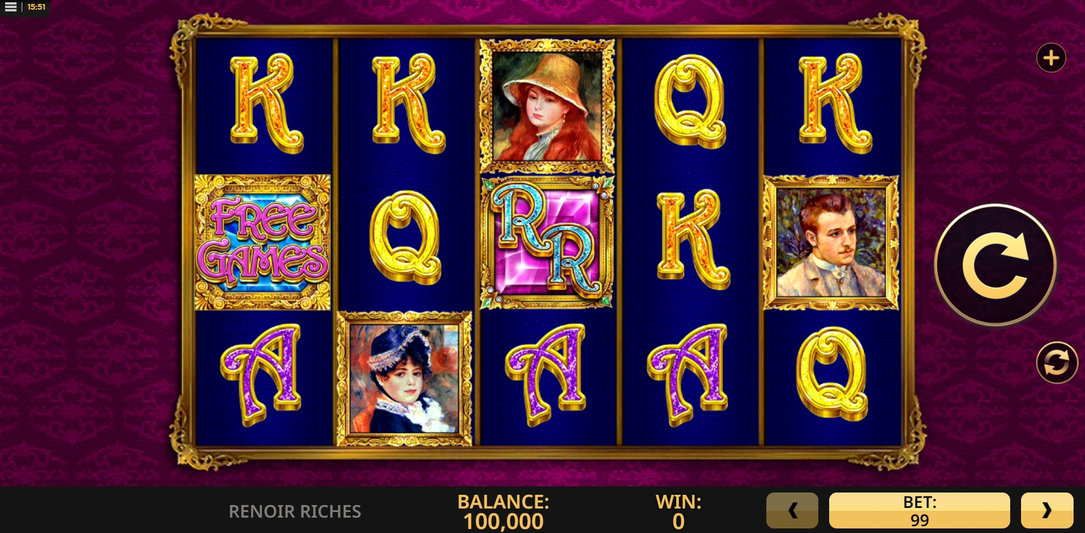 Reels in Renoir Riches Slot Game by High 5 Games