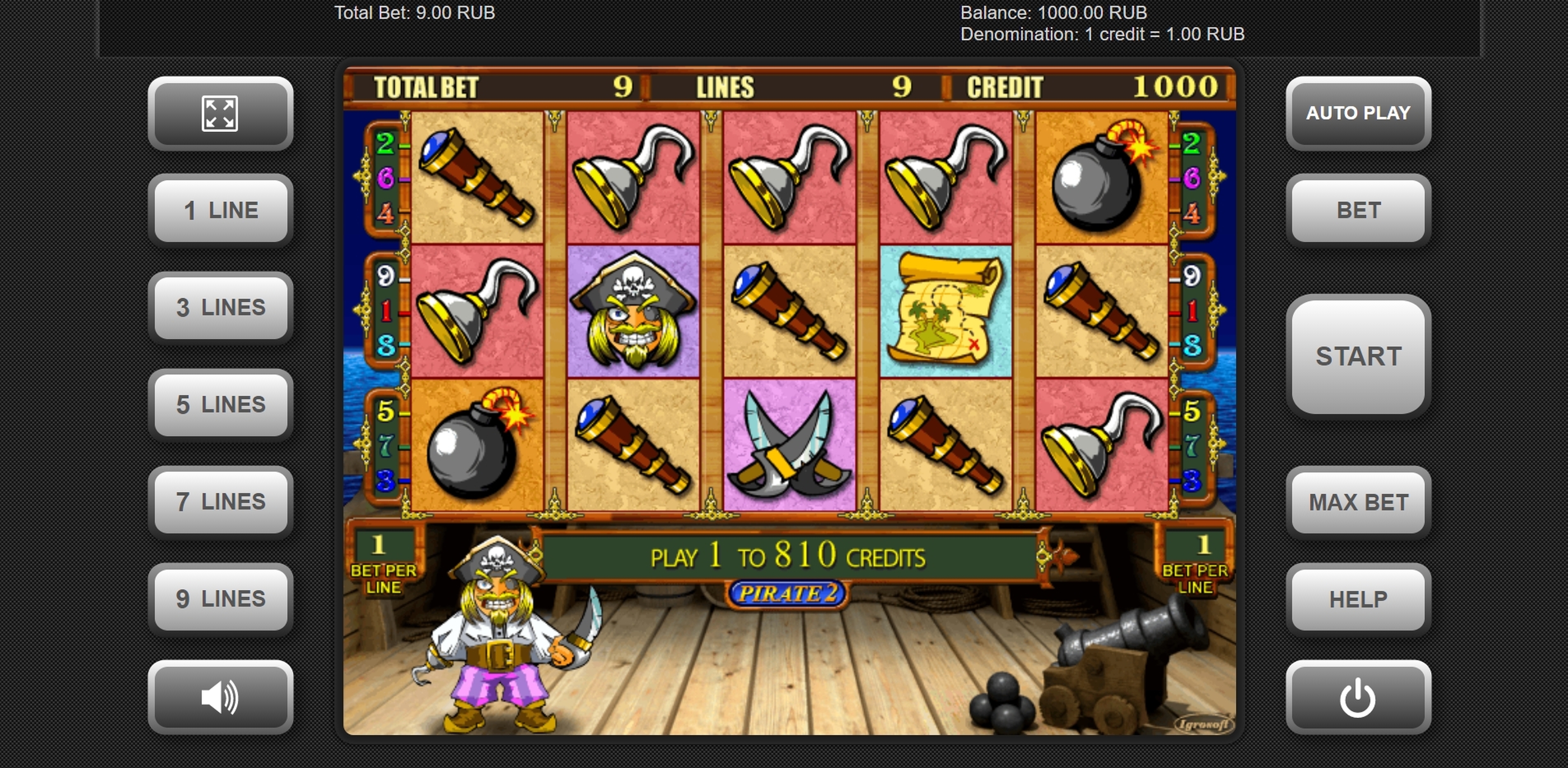 Reels in Pirate 2 Slot Game by Igrosoft