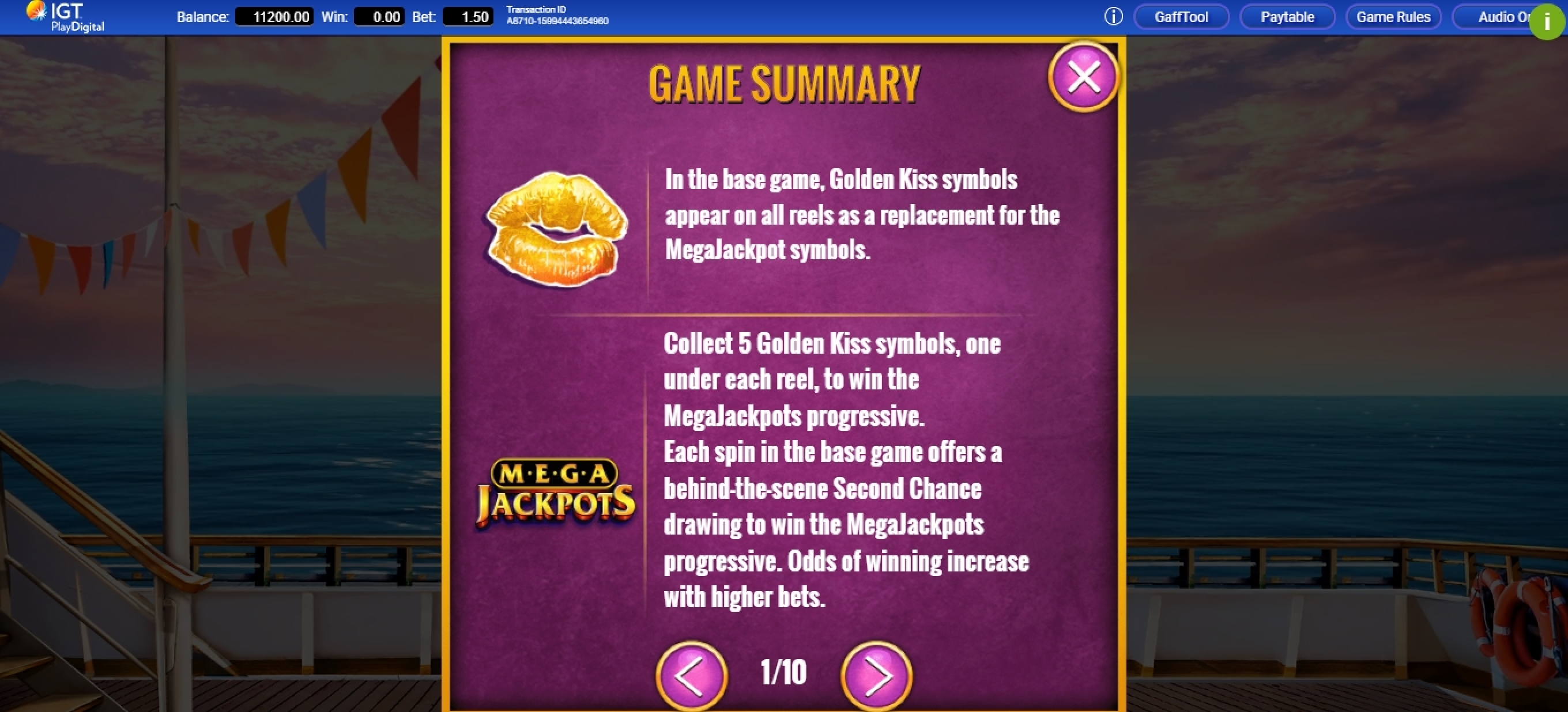 Info of Megajackpots Ocean Belles Slot Game by IGT
