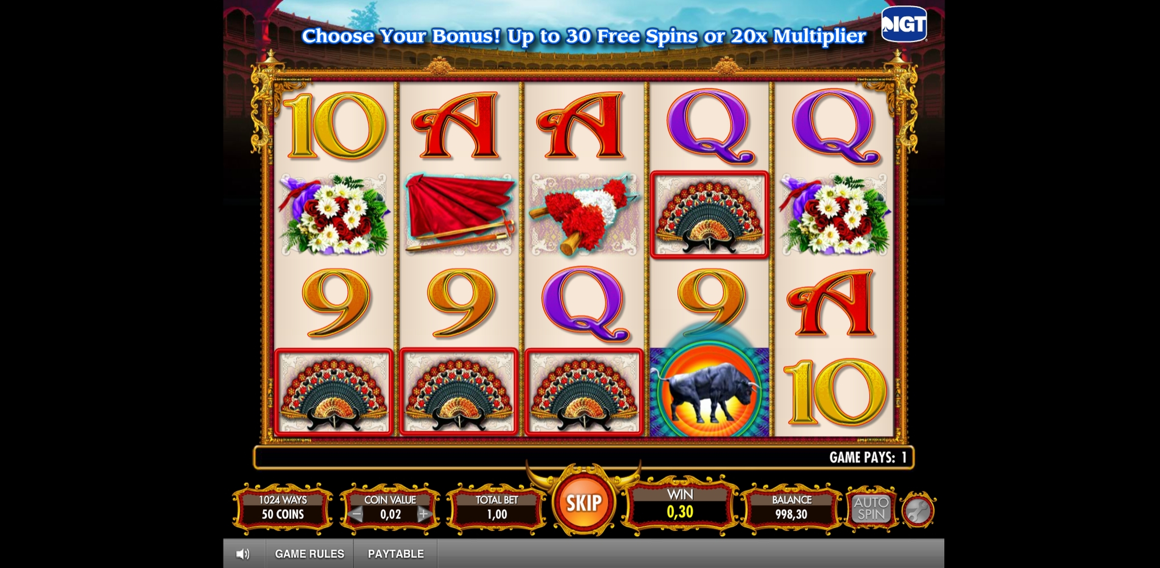Win Money in Pamplona Free Slot Game by IGT