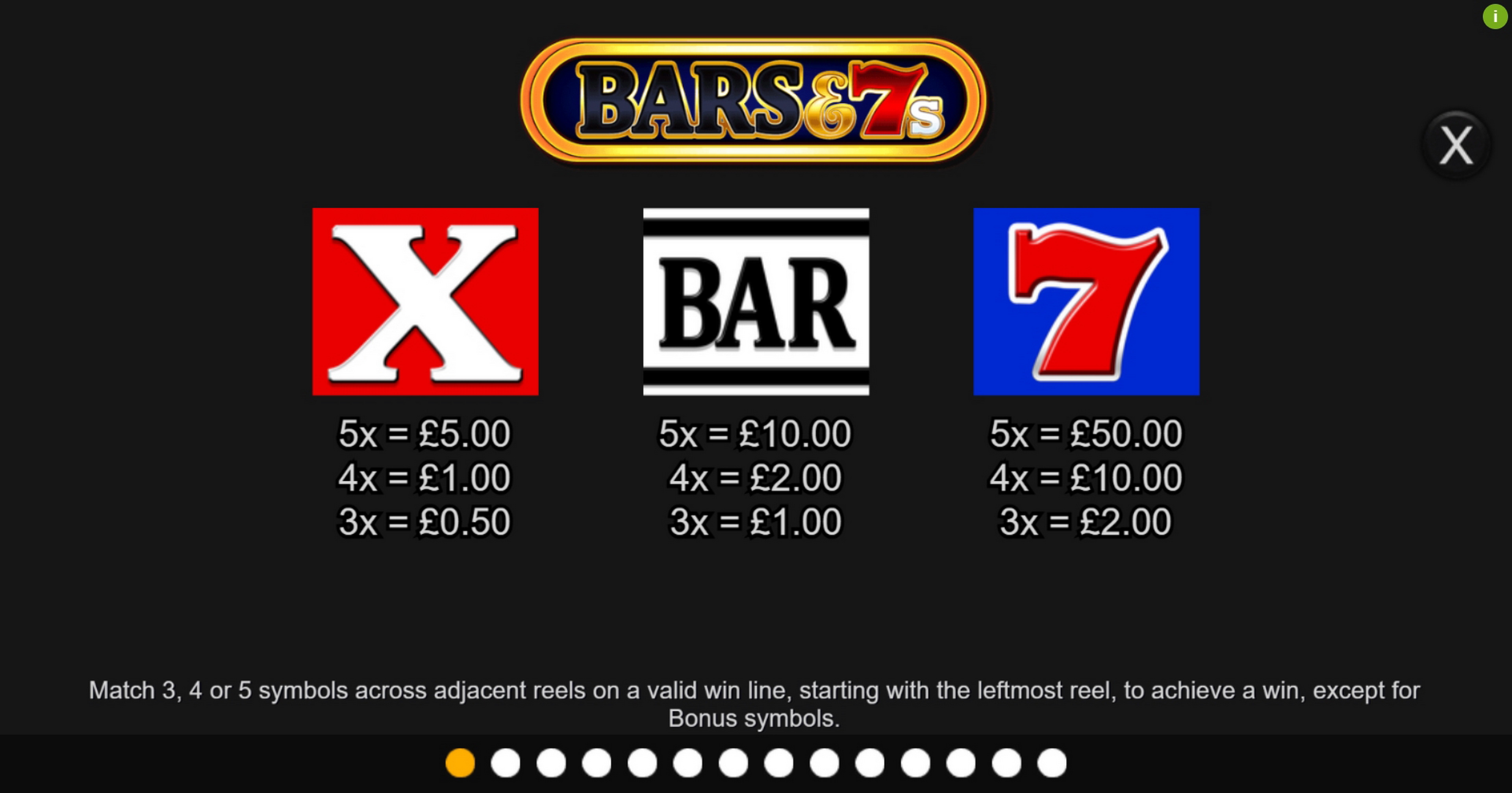 Info of Bar And 7s Slot Game by Inspired Gaming