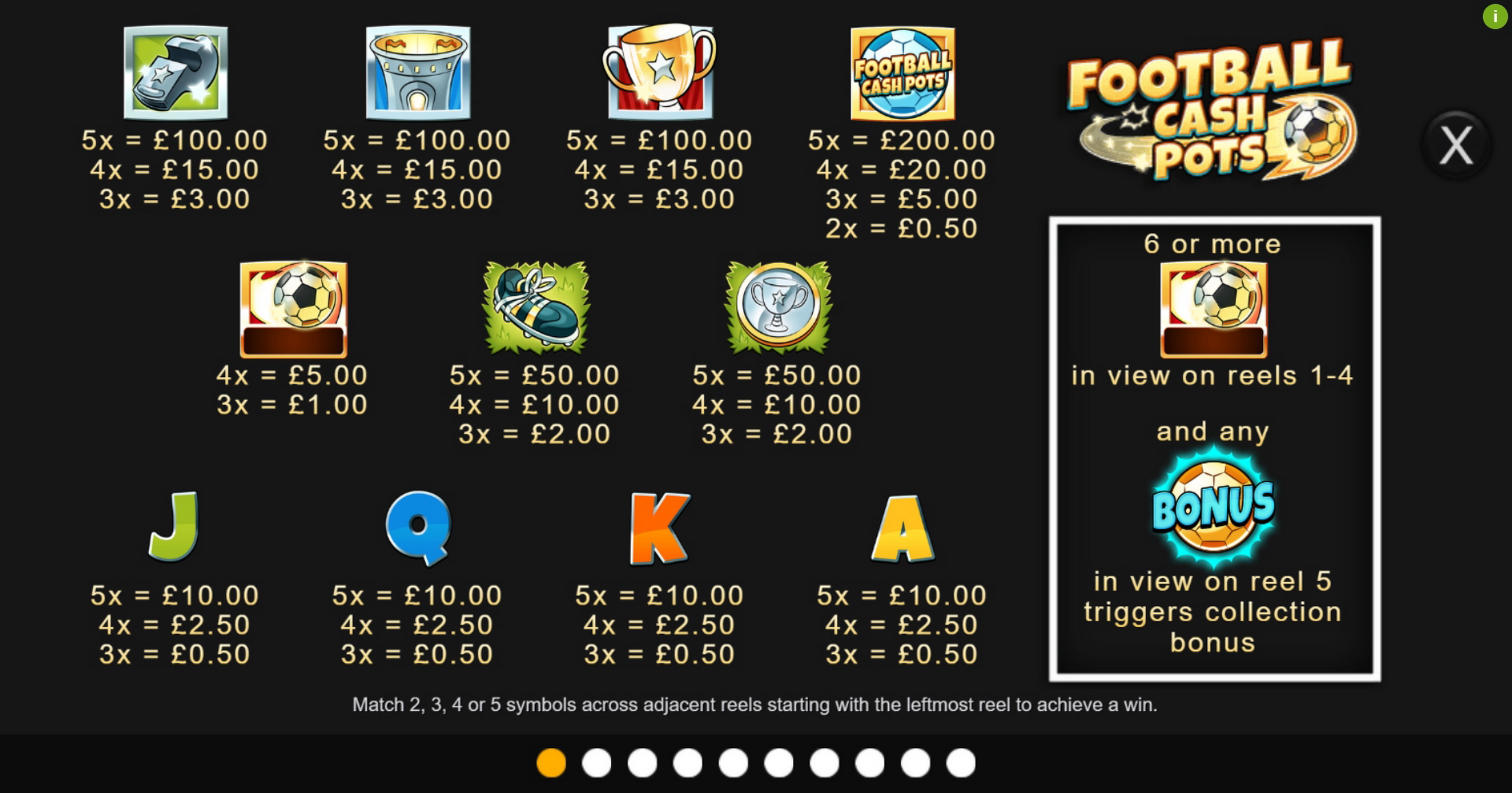 Info of Football Cash Pots Slot Game by Inspired Gaming