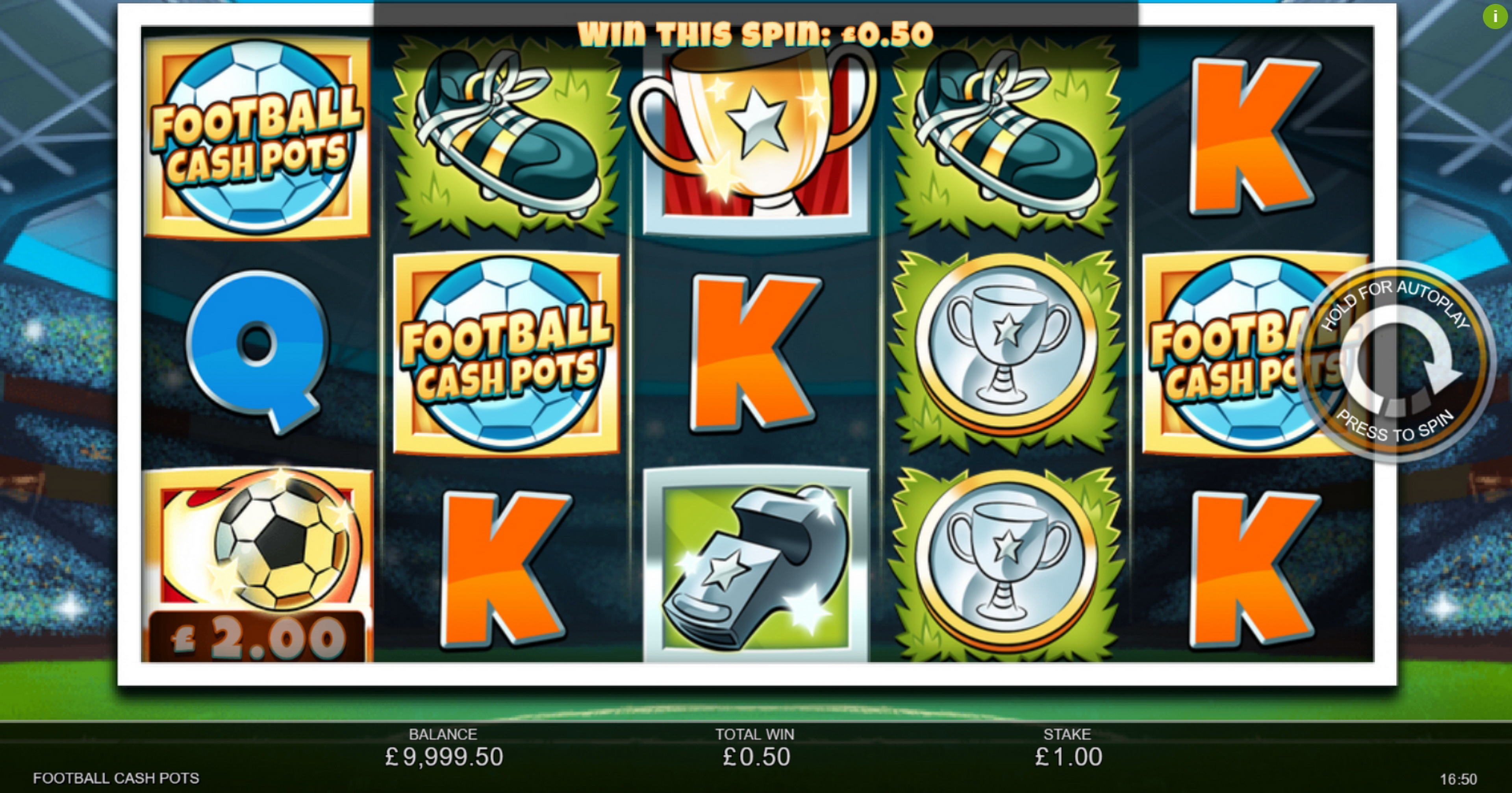 Win Money in Football Cash Pots Free Slot Game by Inspired Gaming