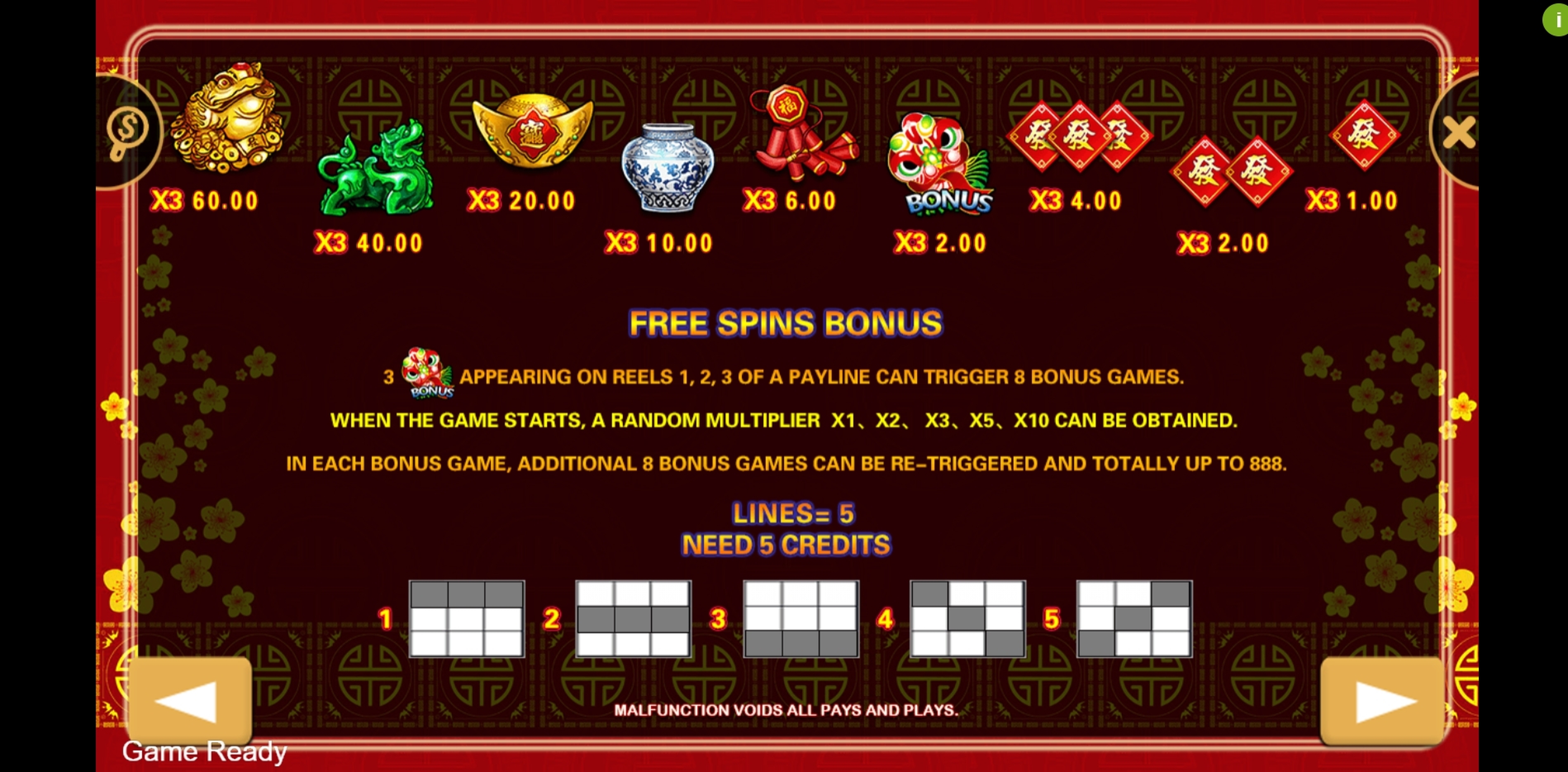 Info of Money Come In Slot Game by PlayStar
