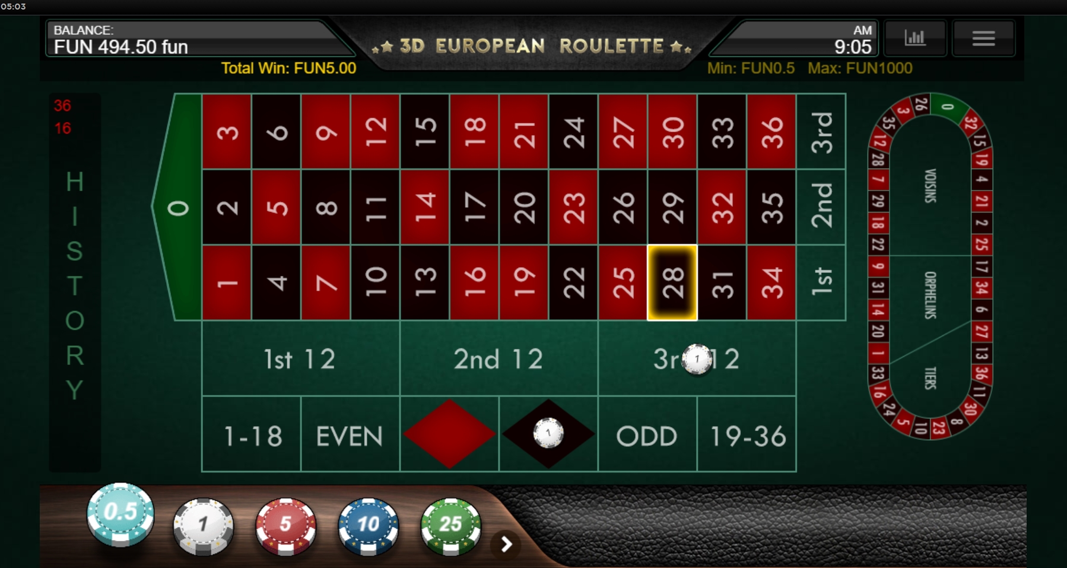 Win Money in 3D European Roulette Free Slot Game by Iron Dog Studios