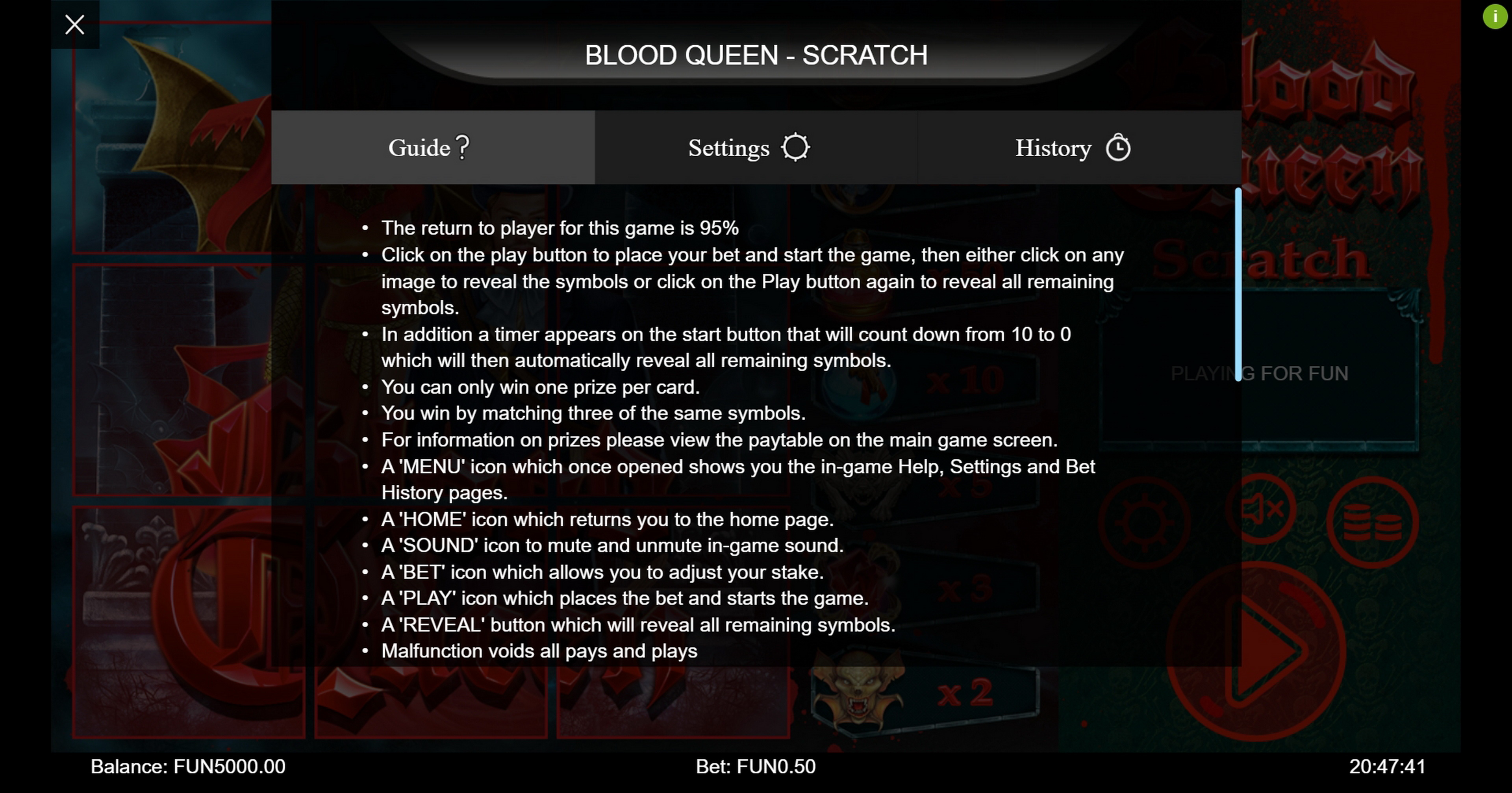 Info of Blood Queen Scratch Slot Game by Iron Dog Studios