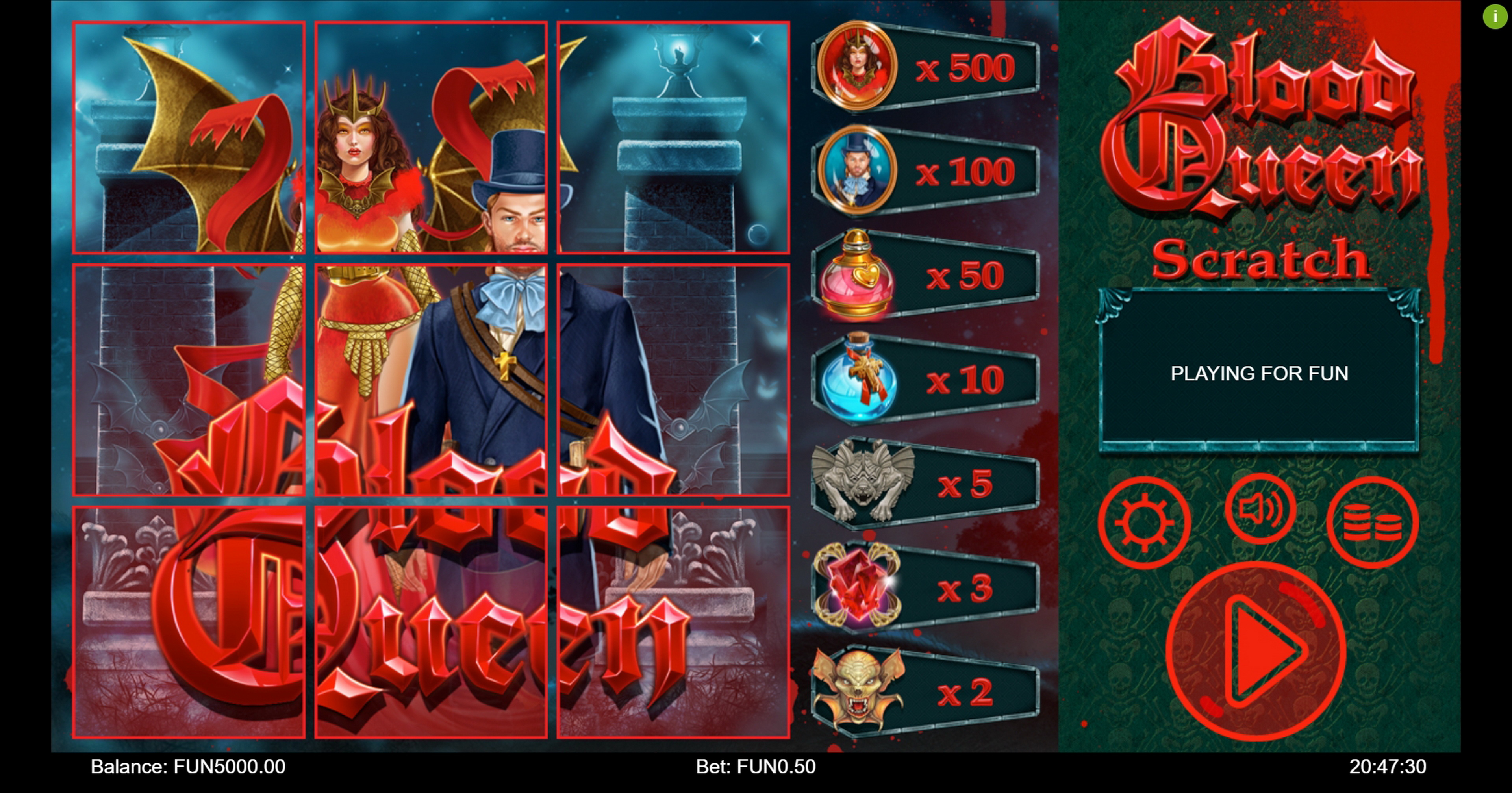 Reels in Blood Queen Scratch Slot Game by Iron Dog Studios