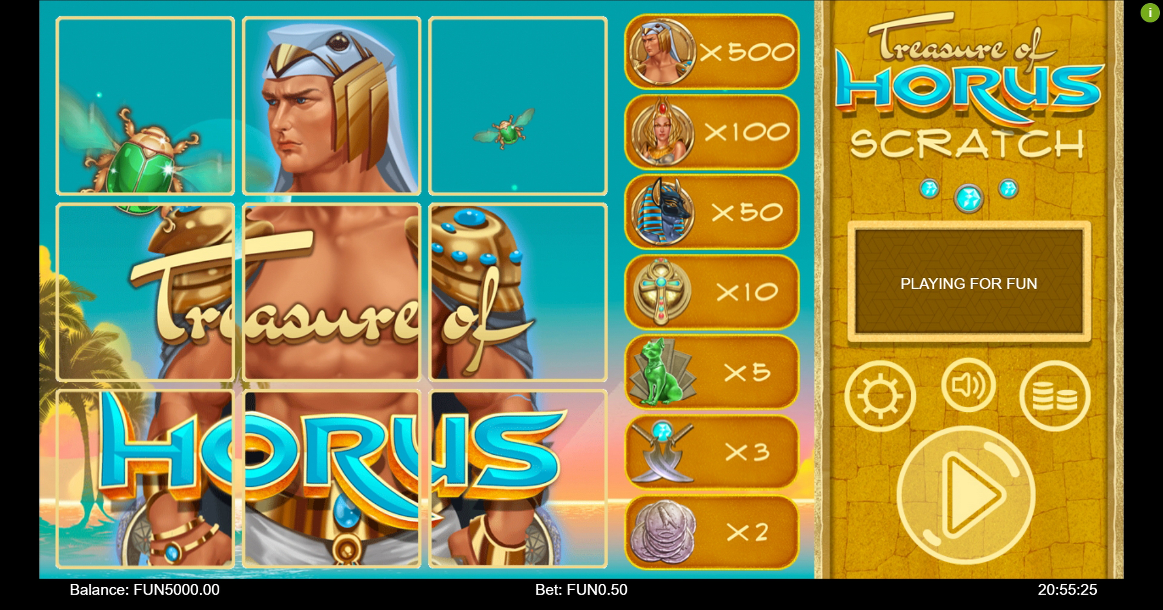 Reels in Treasure of Horus Scratch Slot Game by Iron Dog Studios