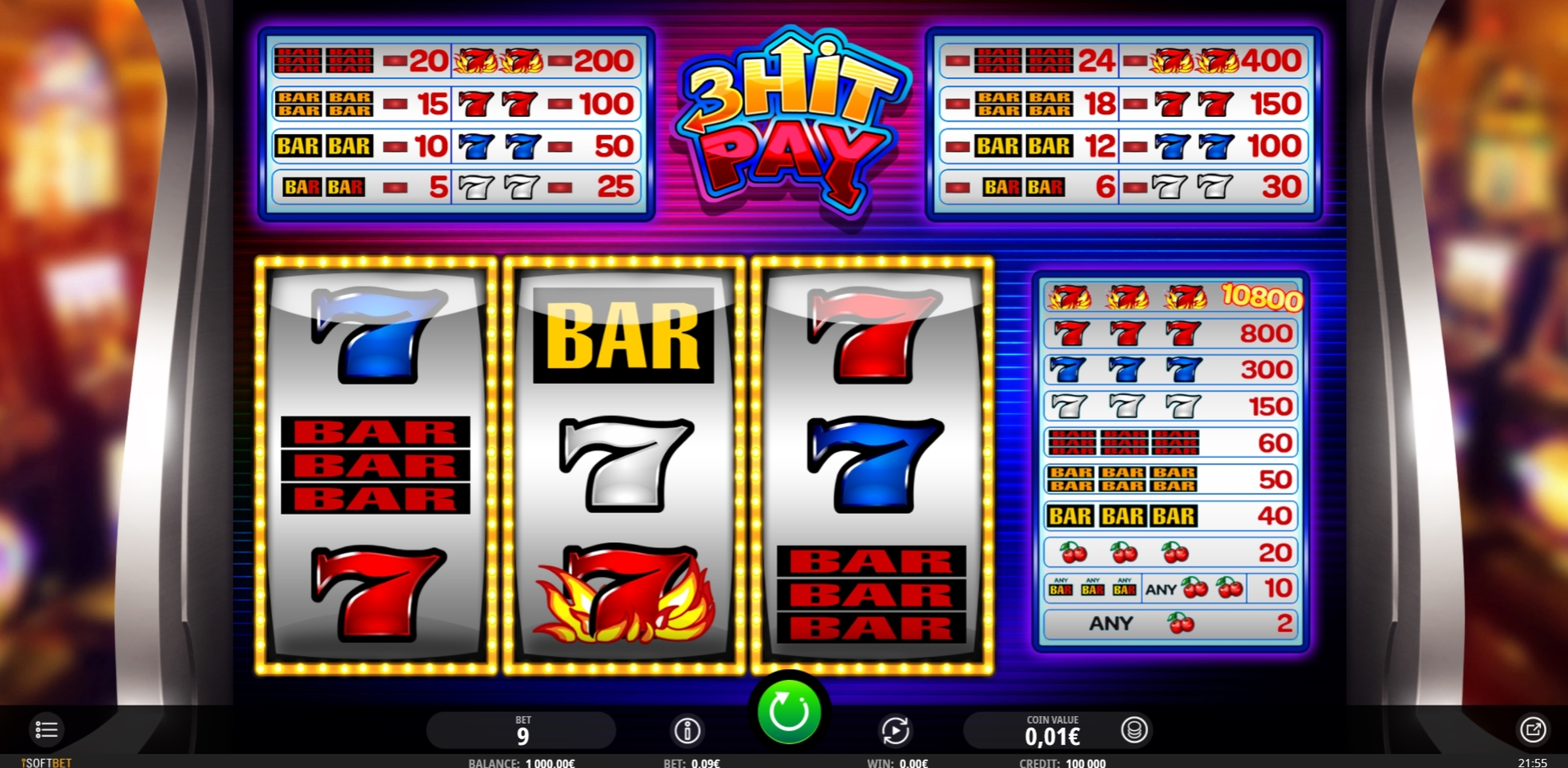 Reels in 3 Hit Pay Slot Game by iSoftBet