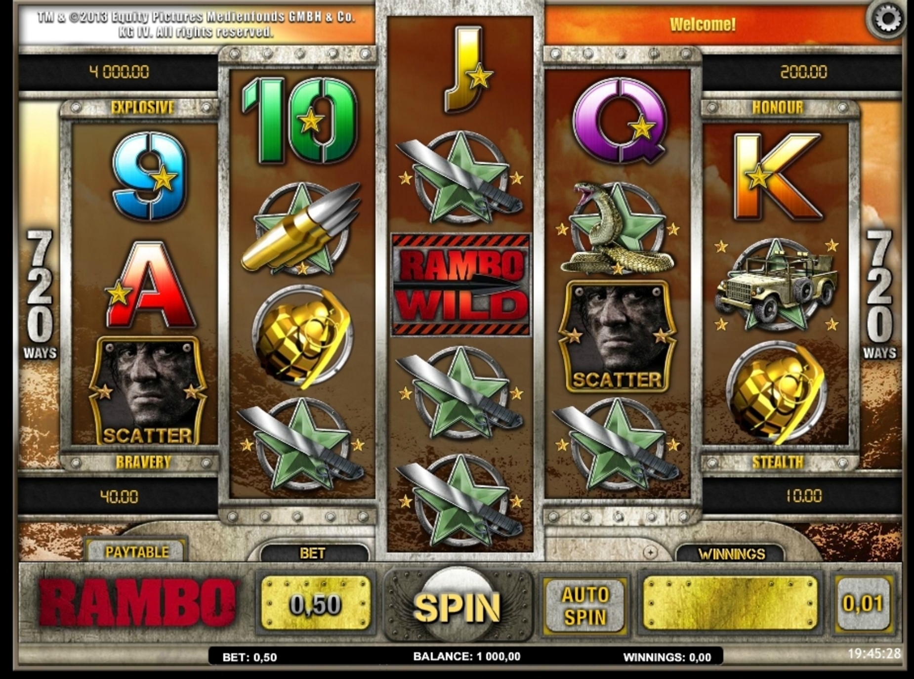 Reels in Rambo Slot Game by iSoftBet