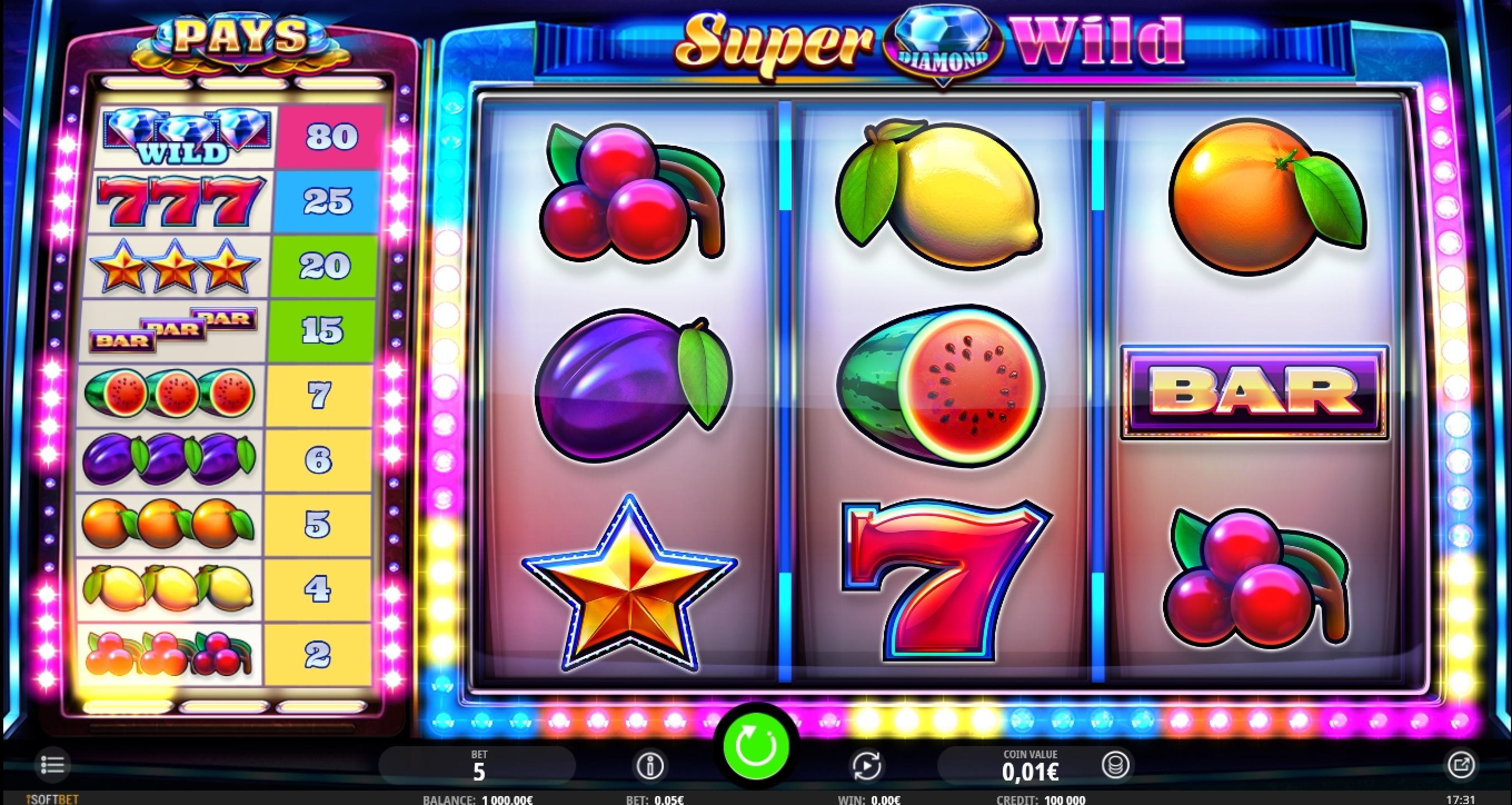 Reels in Super Diamond Wild Slot Game by iSoftBet