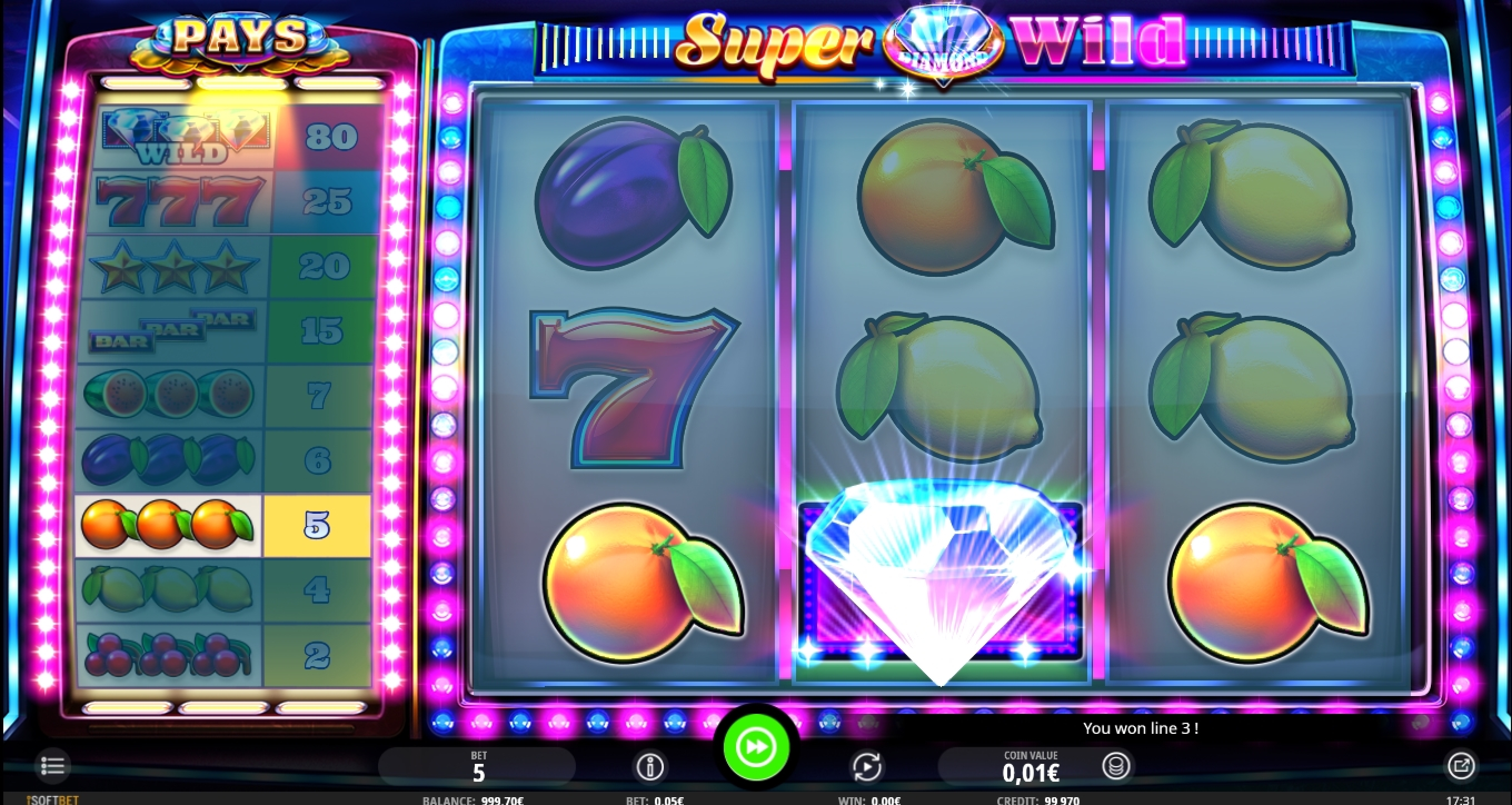 Win Money in Super Diamond Wild Free Slot Game by iSoftBet