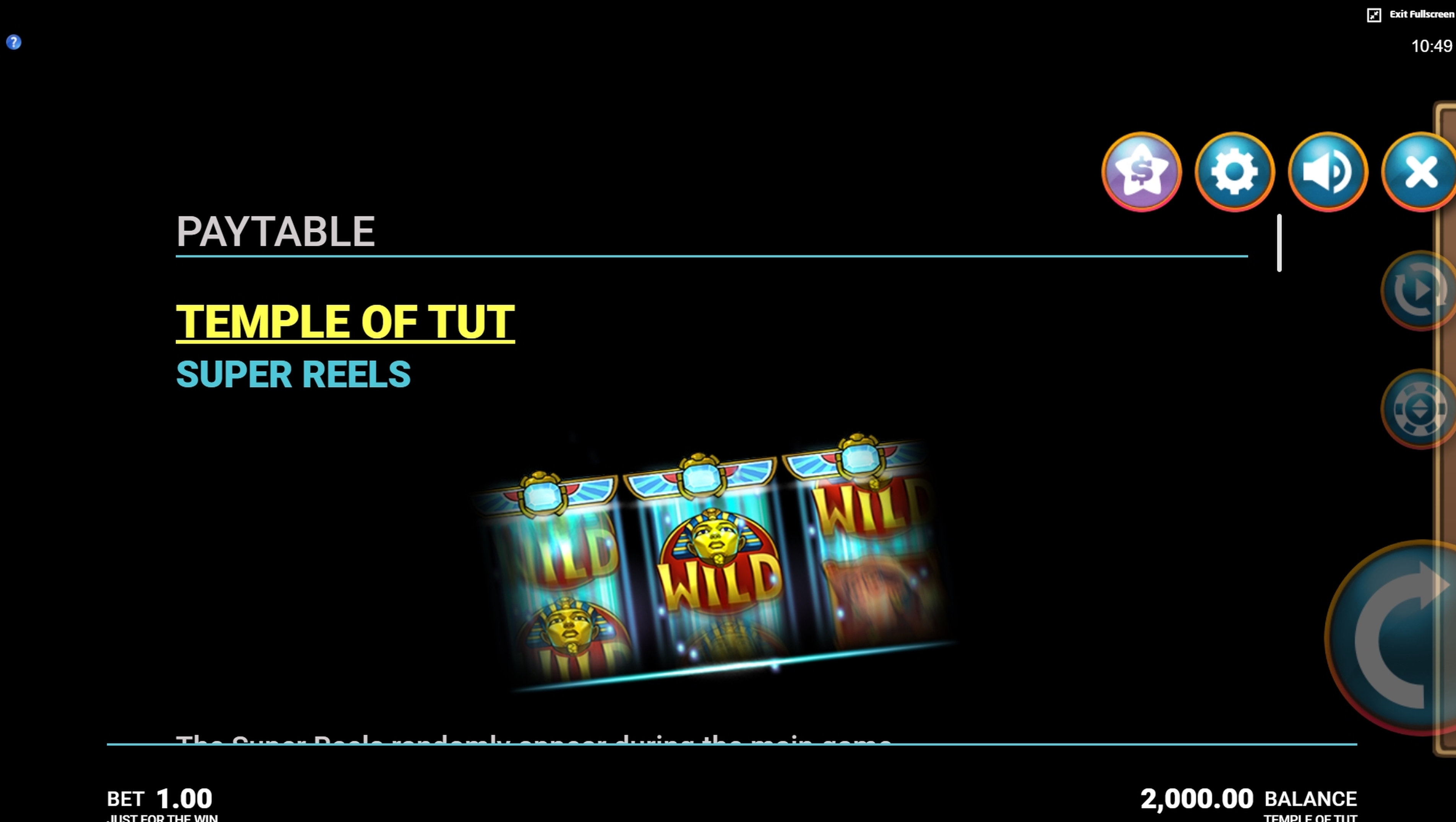 Info of Temple of Tut Slot Game by Just For The Win