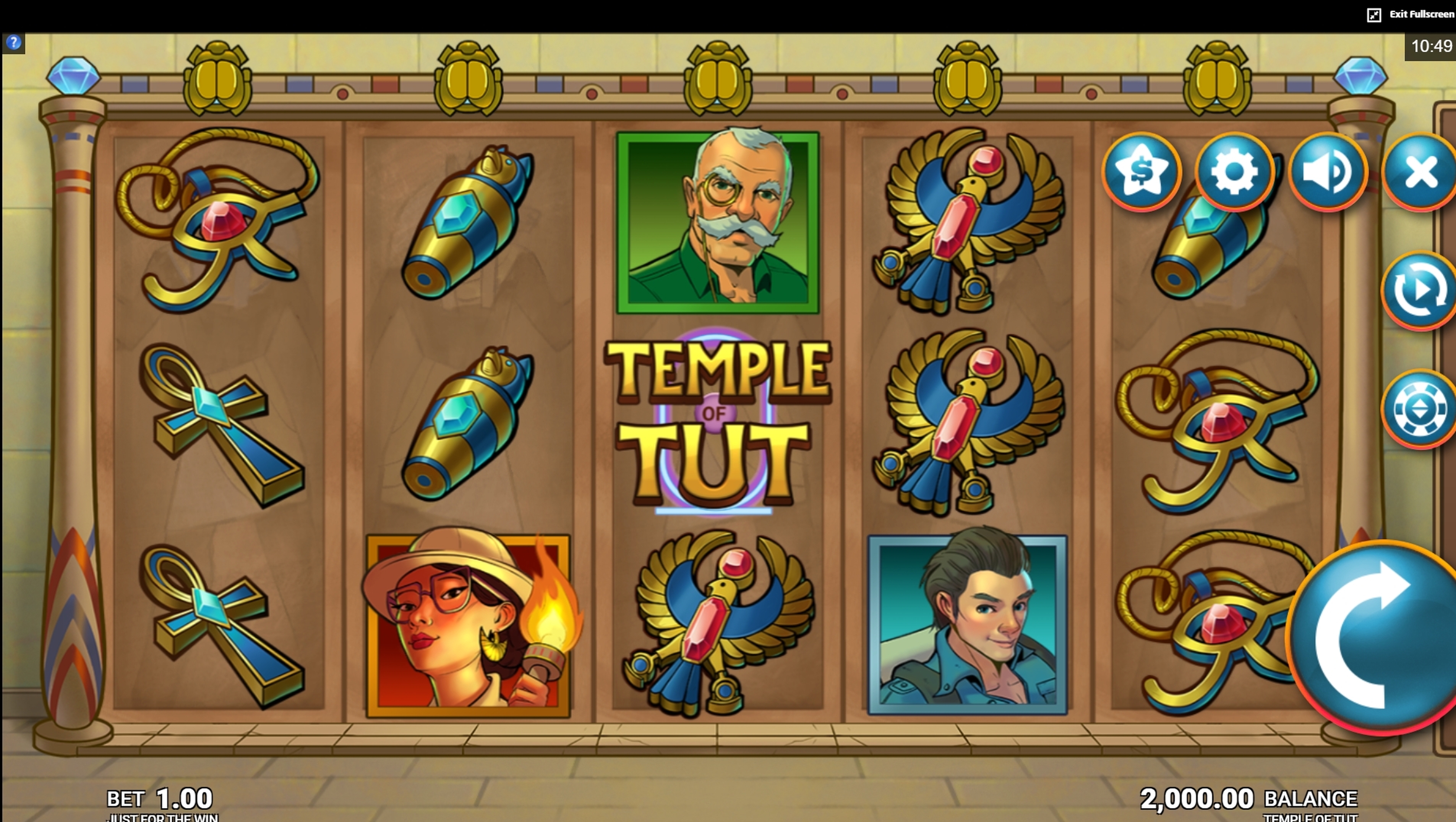 Reels in Temple of Tut Slot Game by Just For The Win