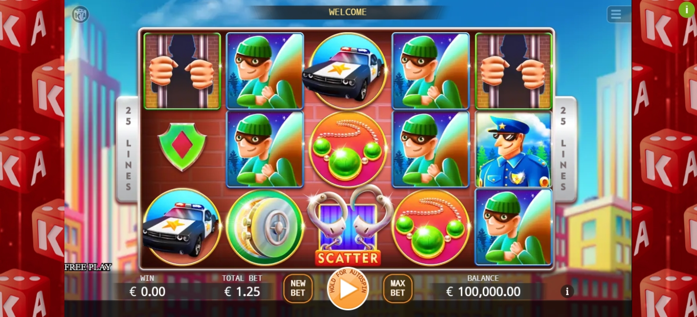 Reels in Catch the Thief Slot Game by KA Gaming