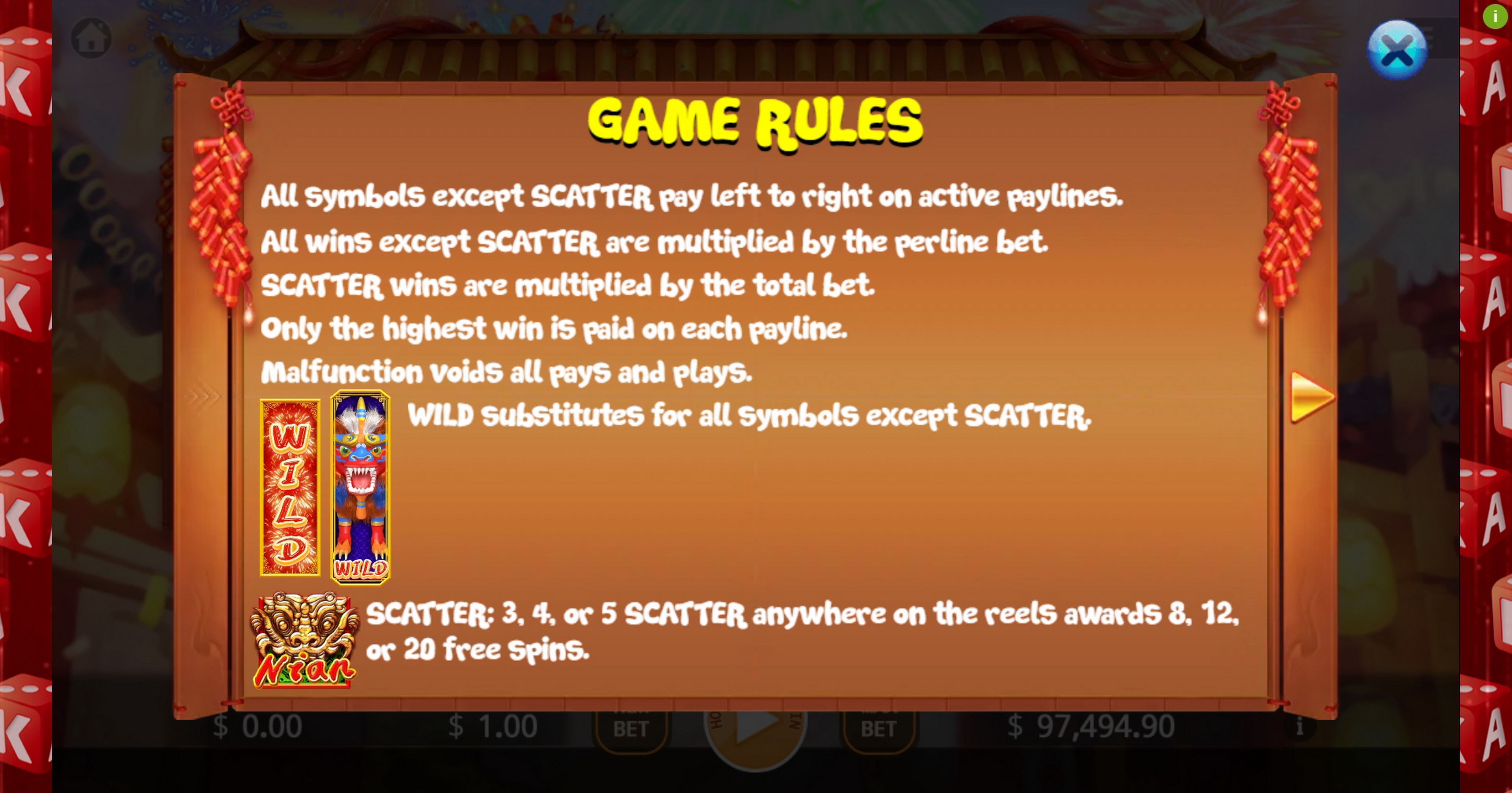 Info of Nian Slot Game by KA Gaming
