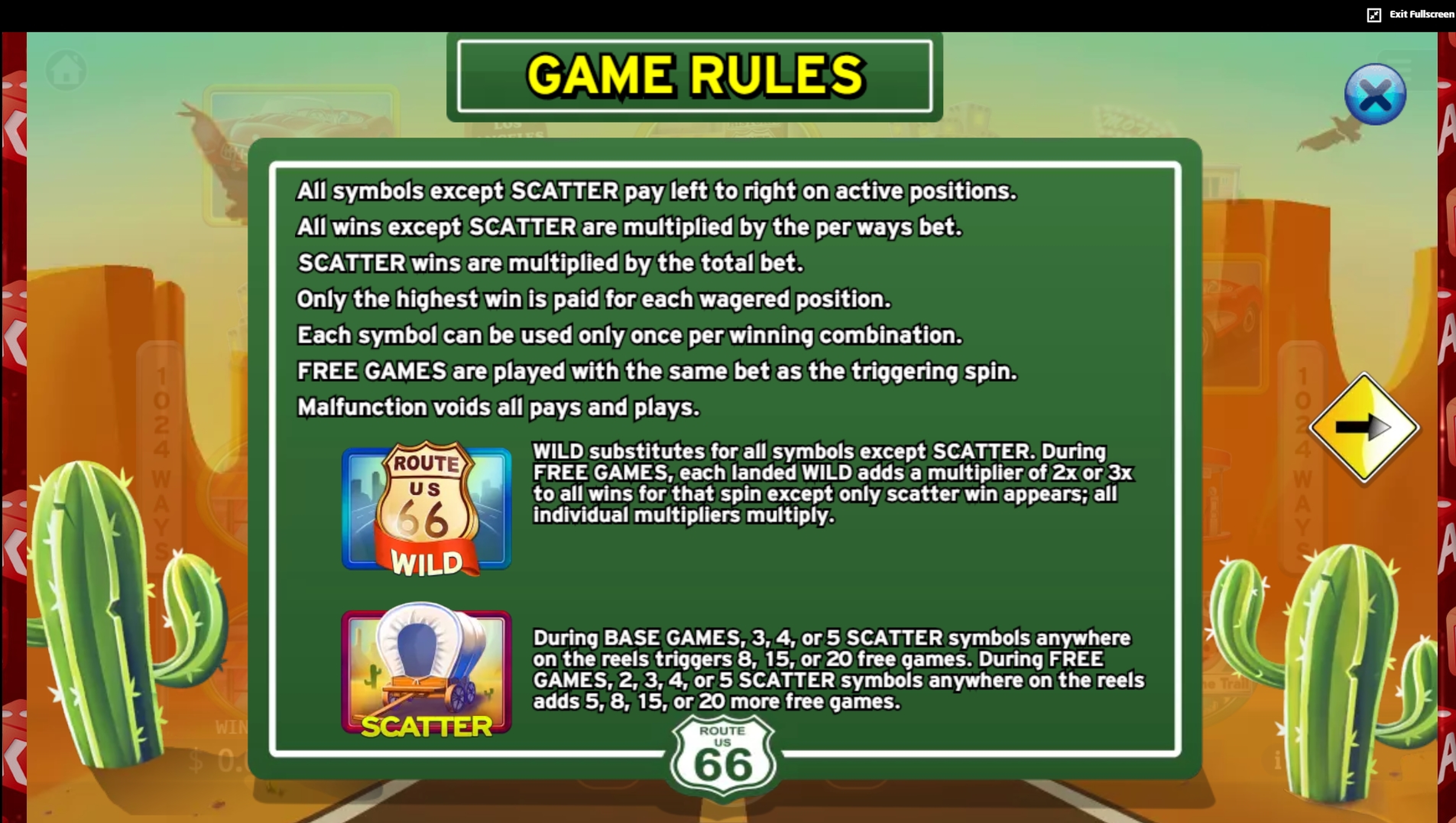 Info of Route 66 Slot Game by KA Gaming