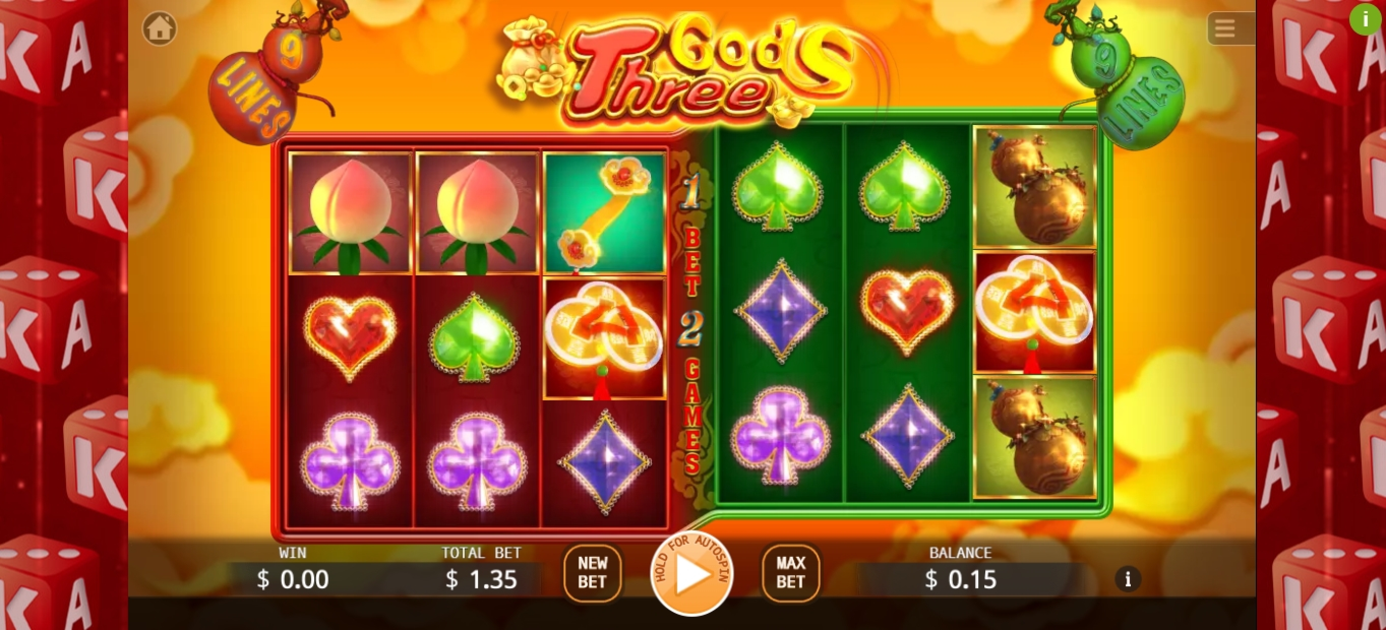 Reels in Three Gods Slot Game by KA Gaming