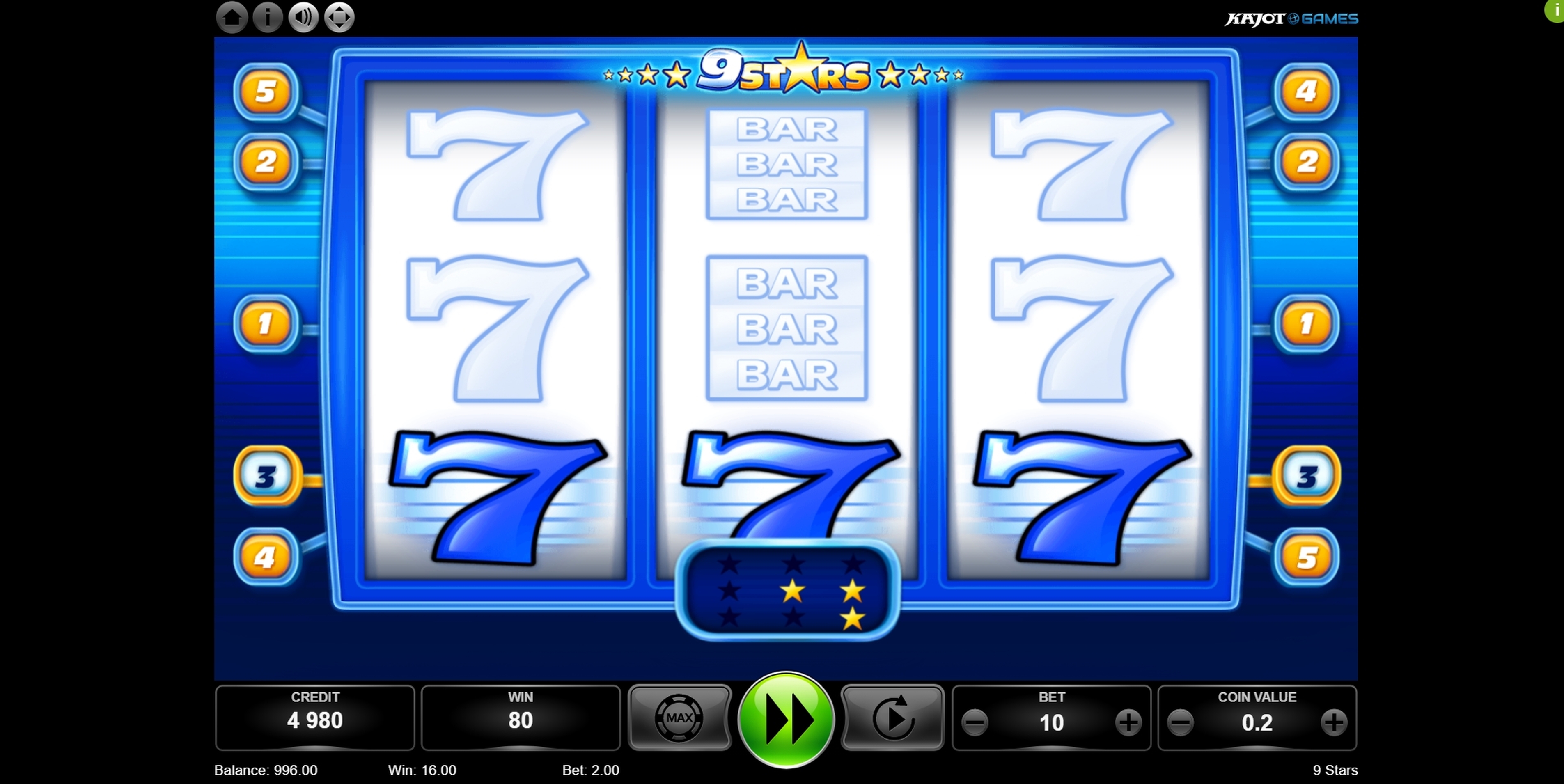 Win Money in Nine Stars Free Slot Game by Kajot