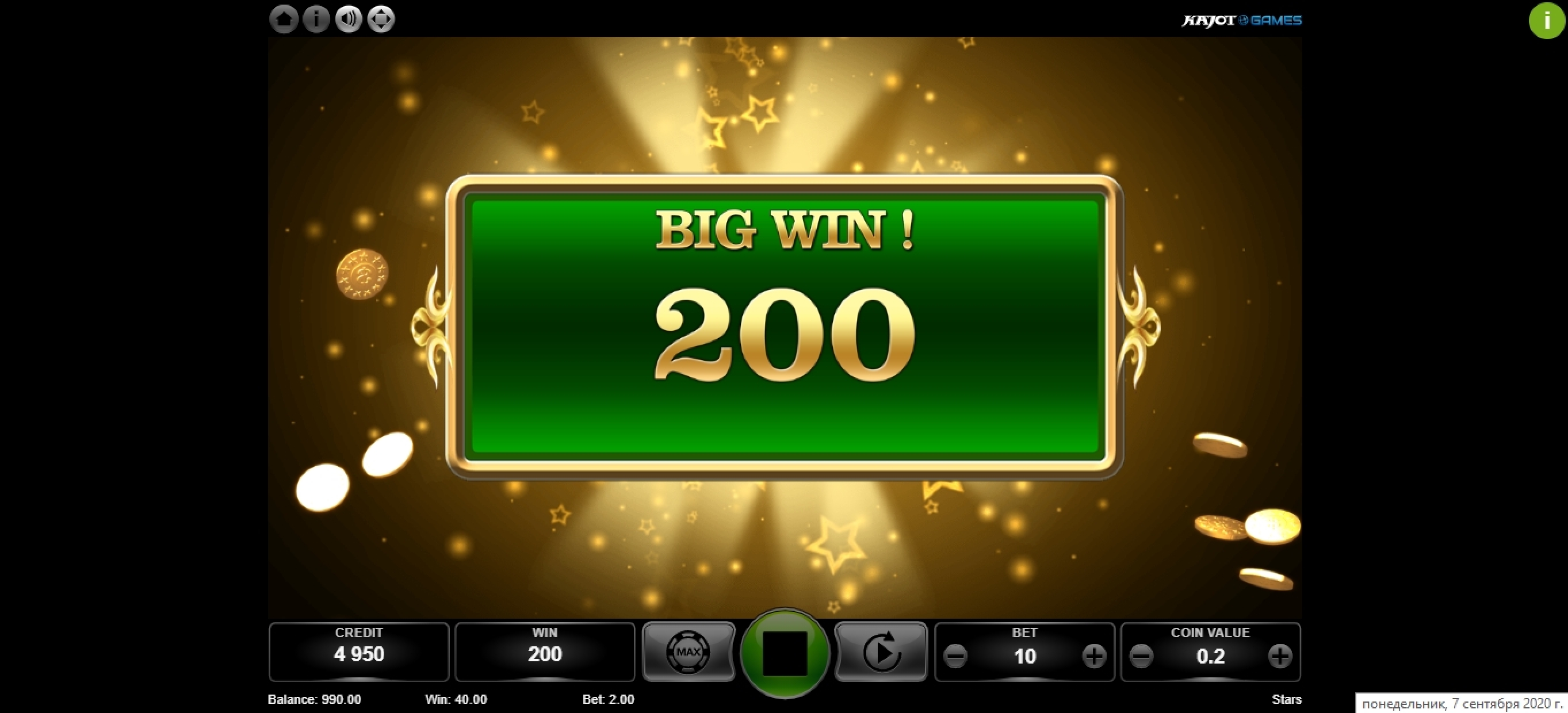 Win Money in Stars Free Slot Game by Kajot