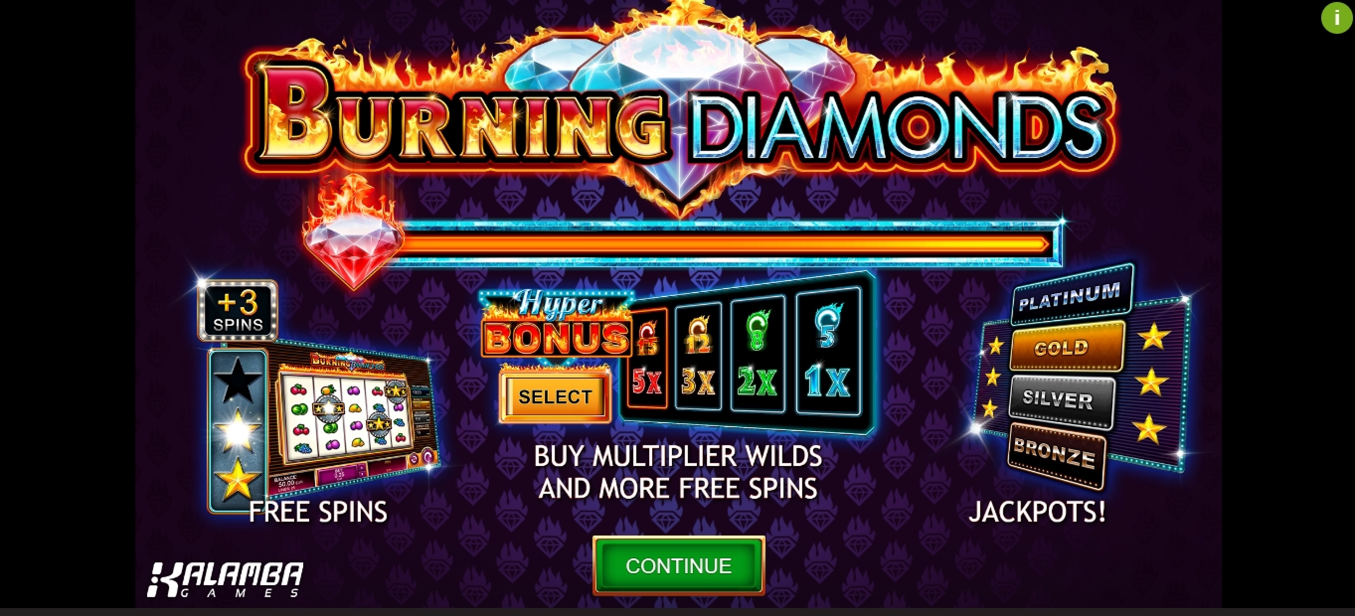 Play Burning Diamonds Free Casino Slot Game by Kalamba Games