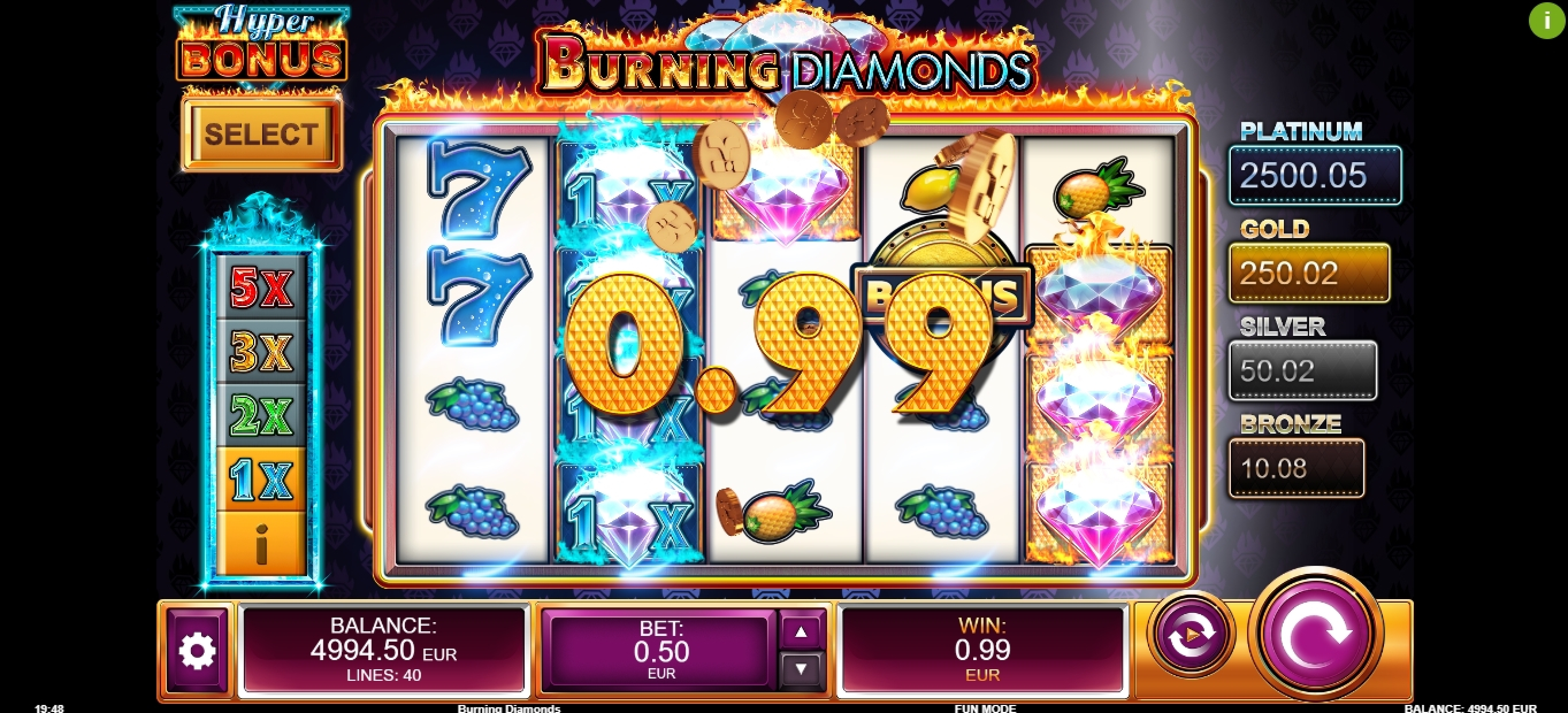 Win Money in Burning Diamonds Free Slot Game by Kalamba Games