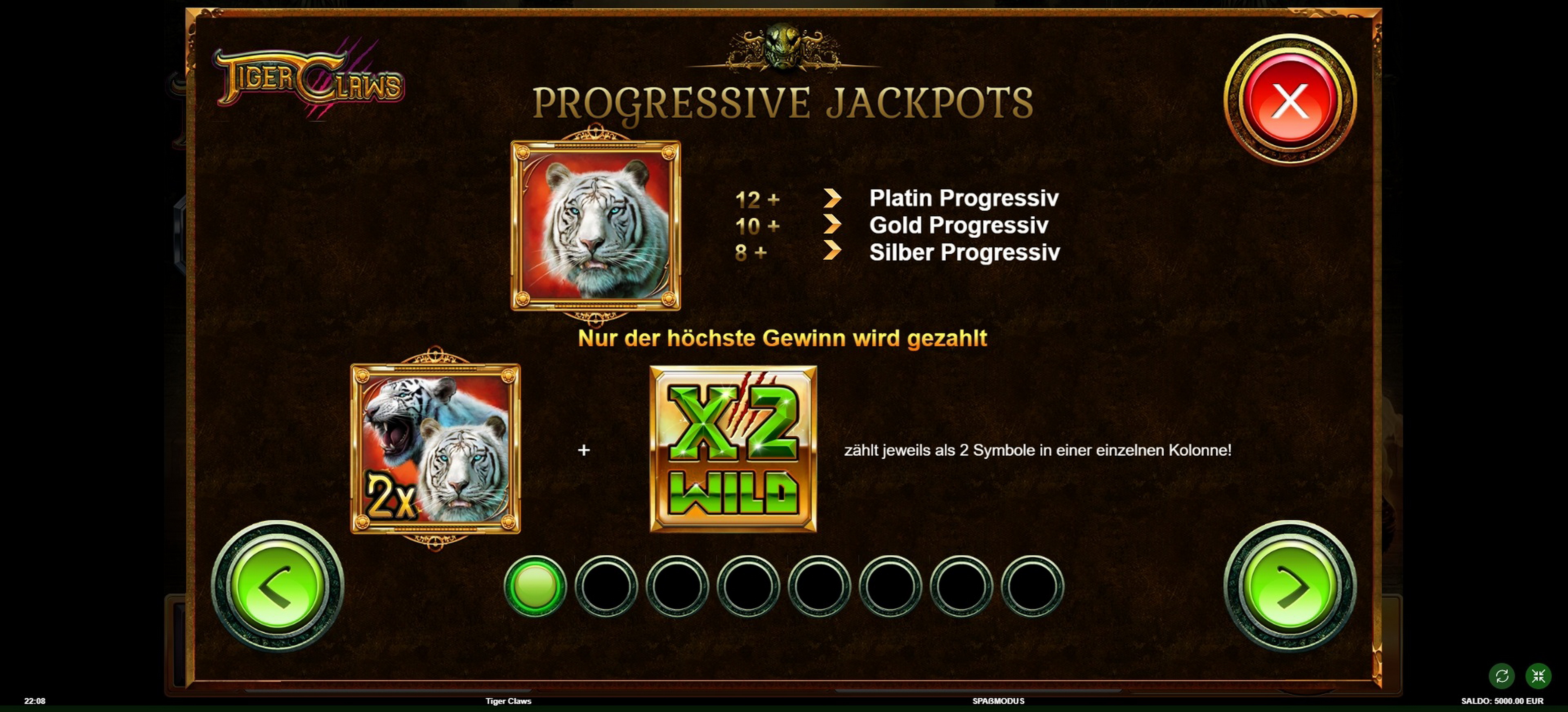 Info of Tiger Claws Slot Game by Kalamba Games