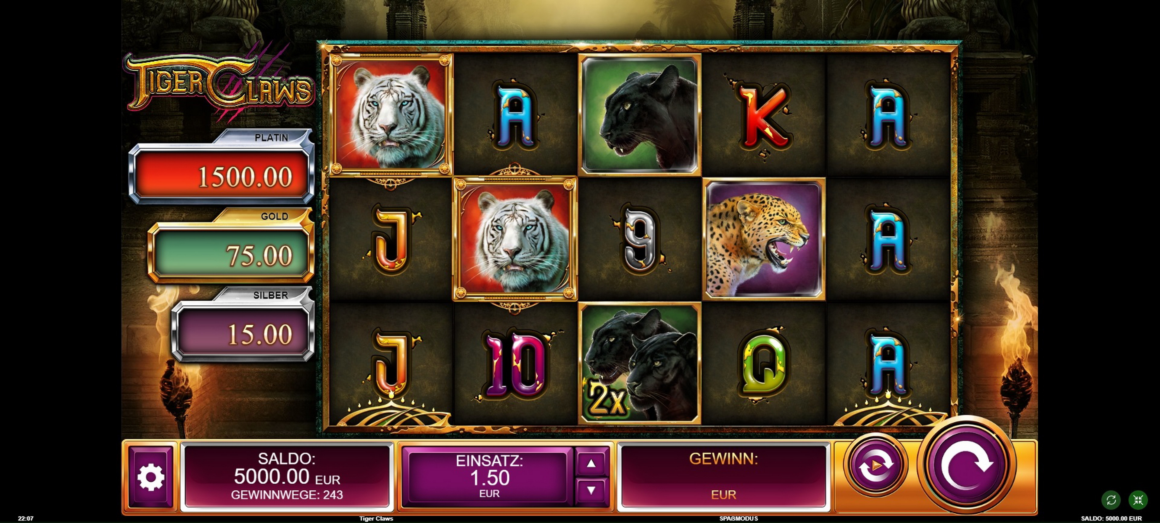Reels in Tiger Claws Slot Game by Kalamba Games