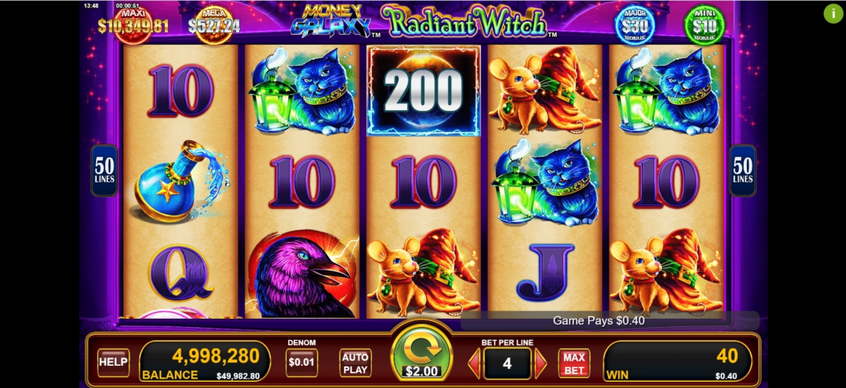 Win Money in Money Galaxy Radiant Witch Free Slot Game by Konami Gaming
