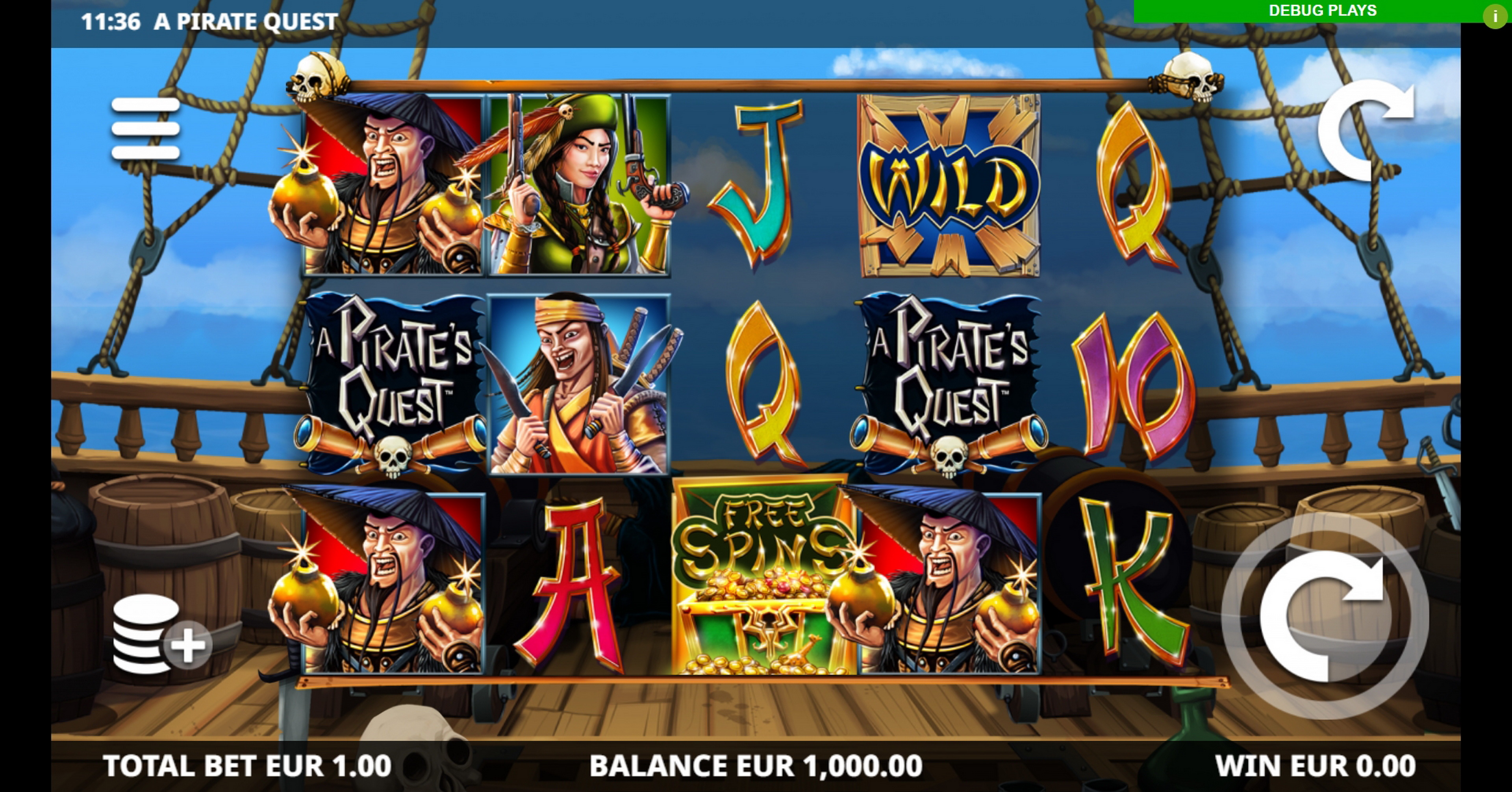 Reels in A Pirate Quest Slot Game by Leander Games