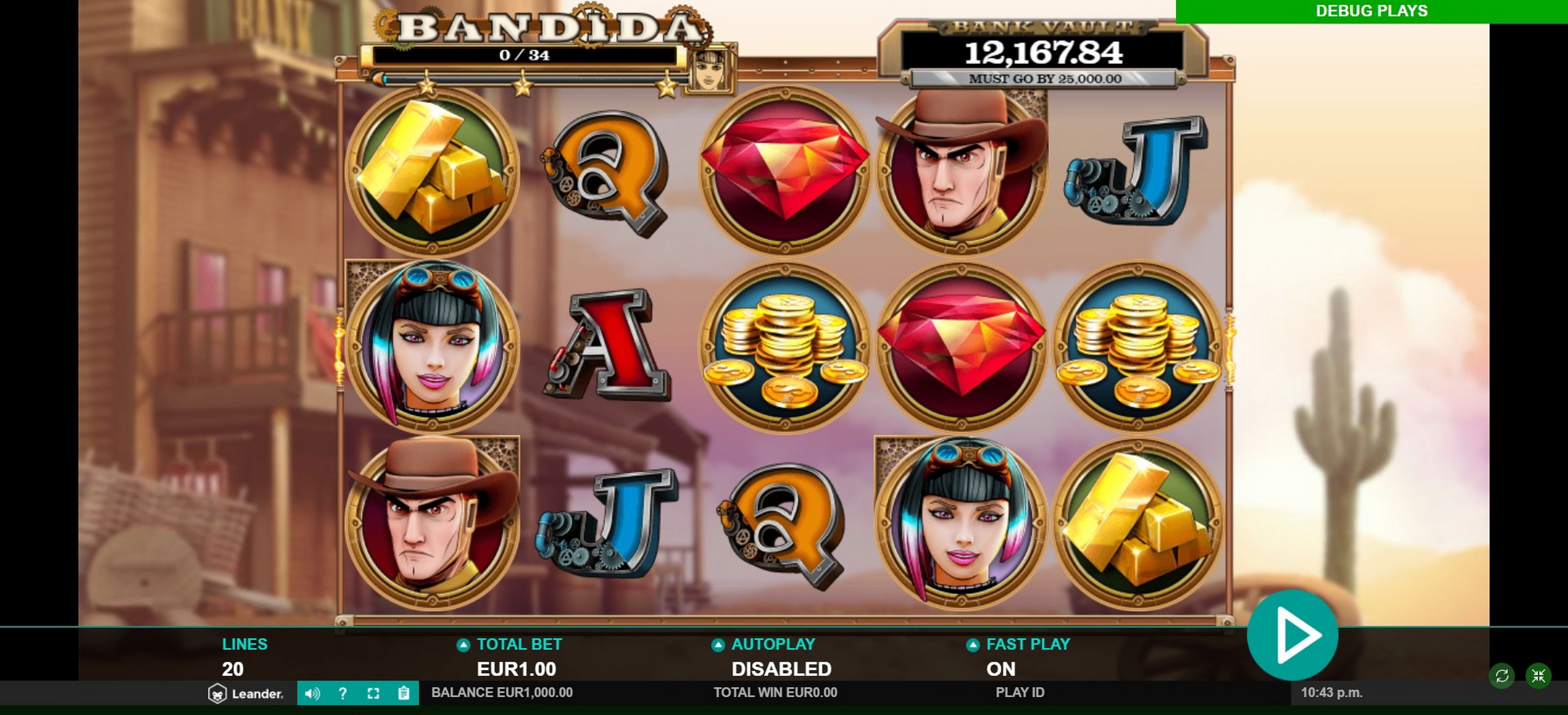 Reels in Bandida Slot Game by Leander Games