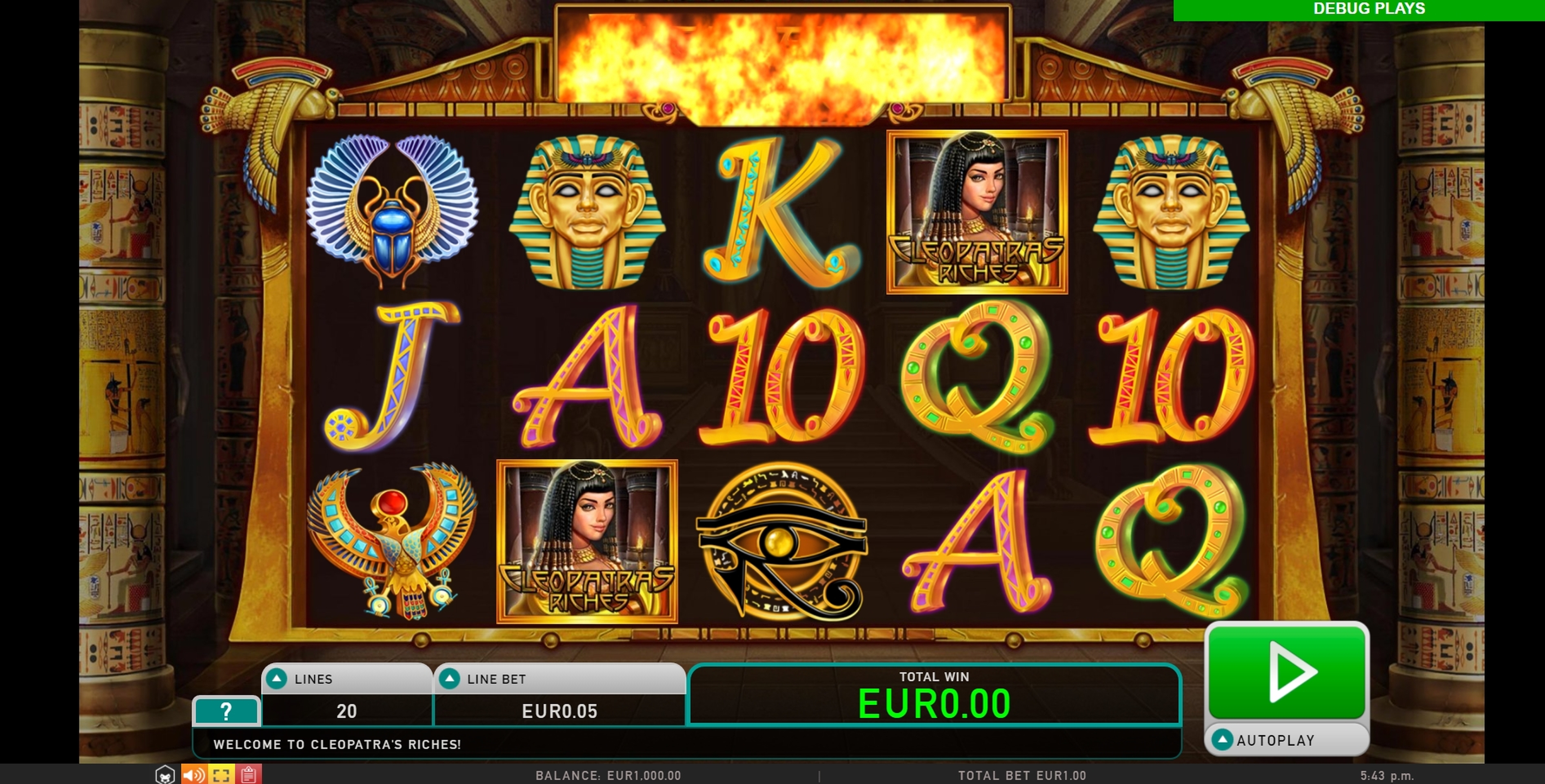 Reels in Cleopatras Riches Slot Game by Leander Games