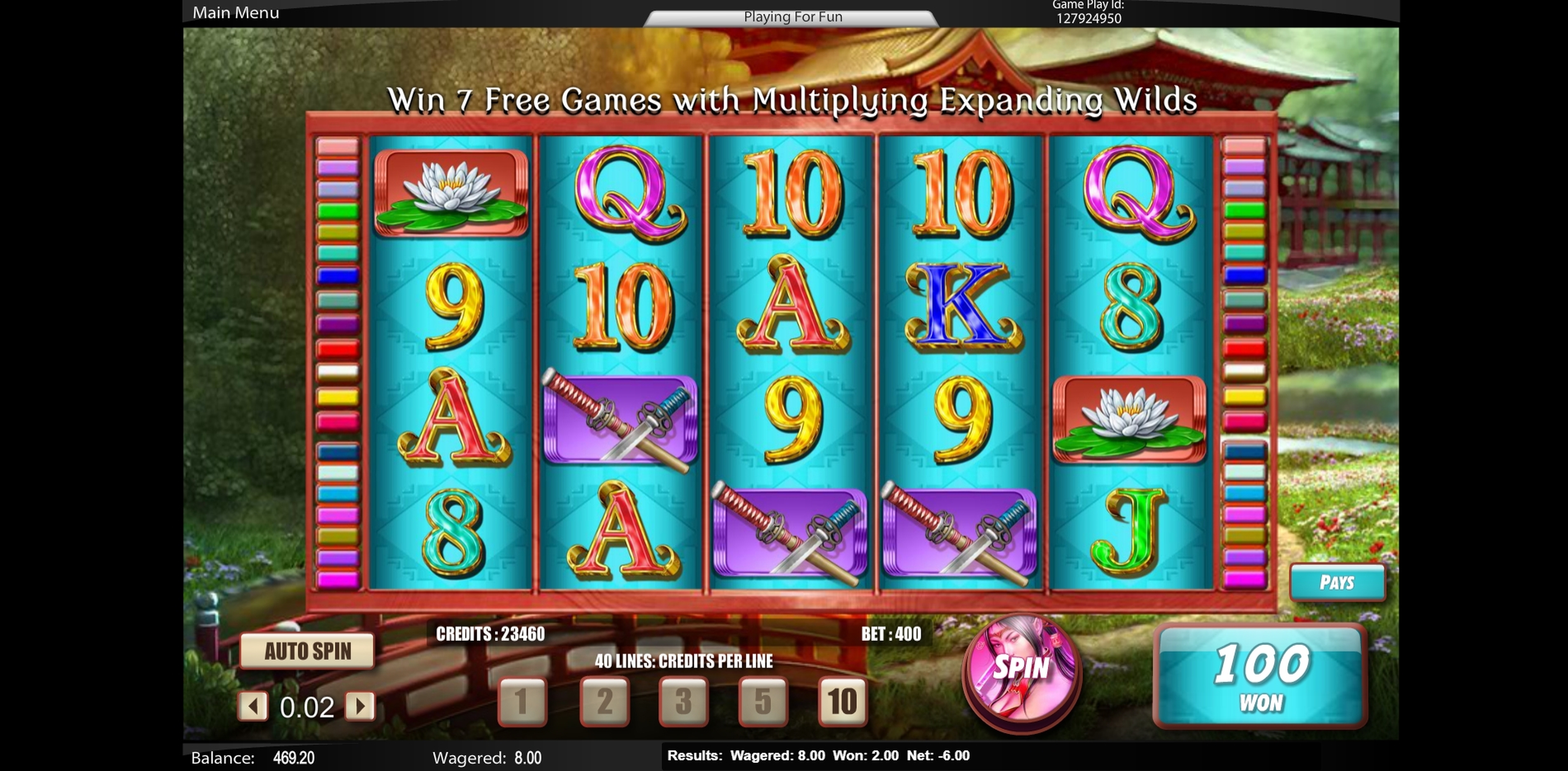 Win Money in Samurai Princess Free Slot Game by Lightning Box