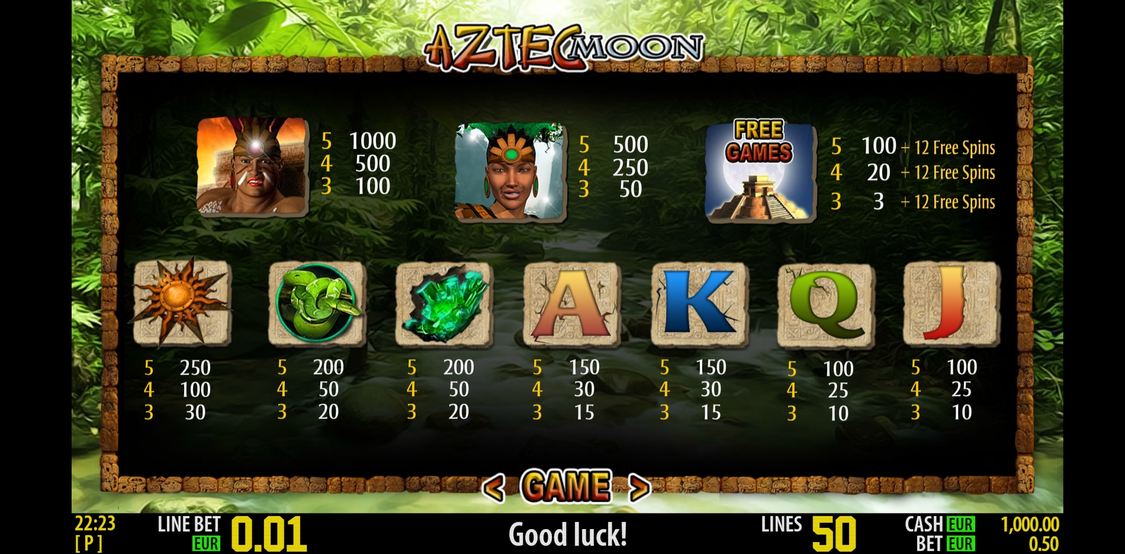 Info of Aztec Moon Slot Game by Magic Dreams
