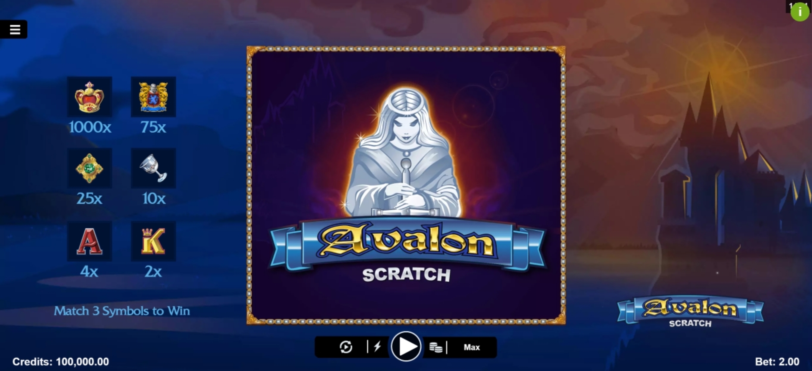 Reels in Avalon Scratch Slot Game by Microgaming