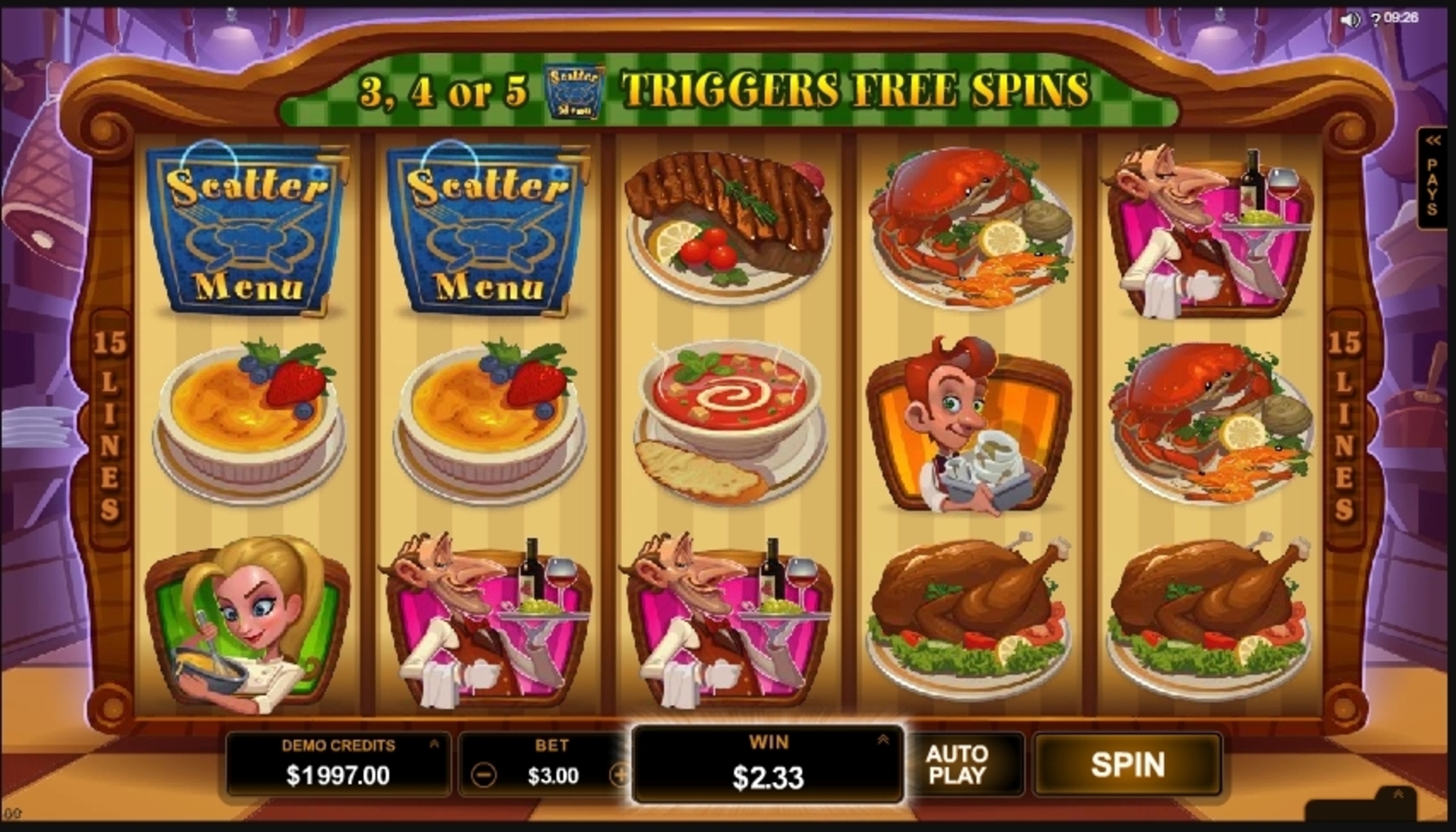 Win Money in Big Chef Free Slot Game by Microgaming