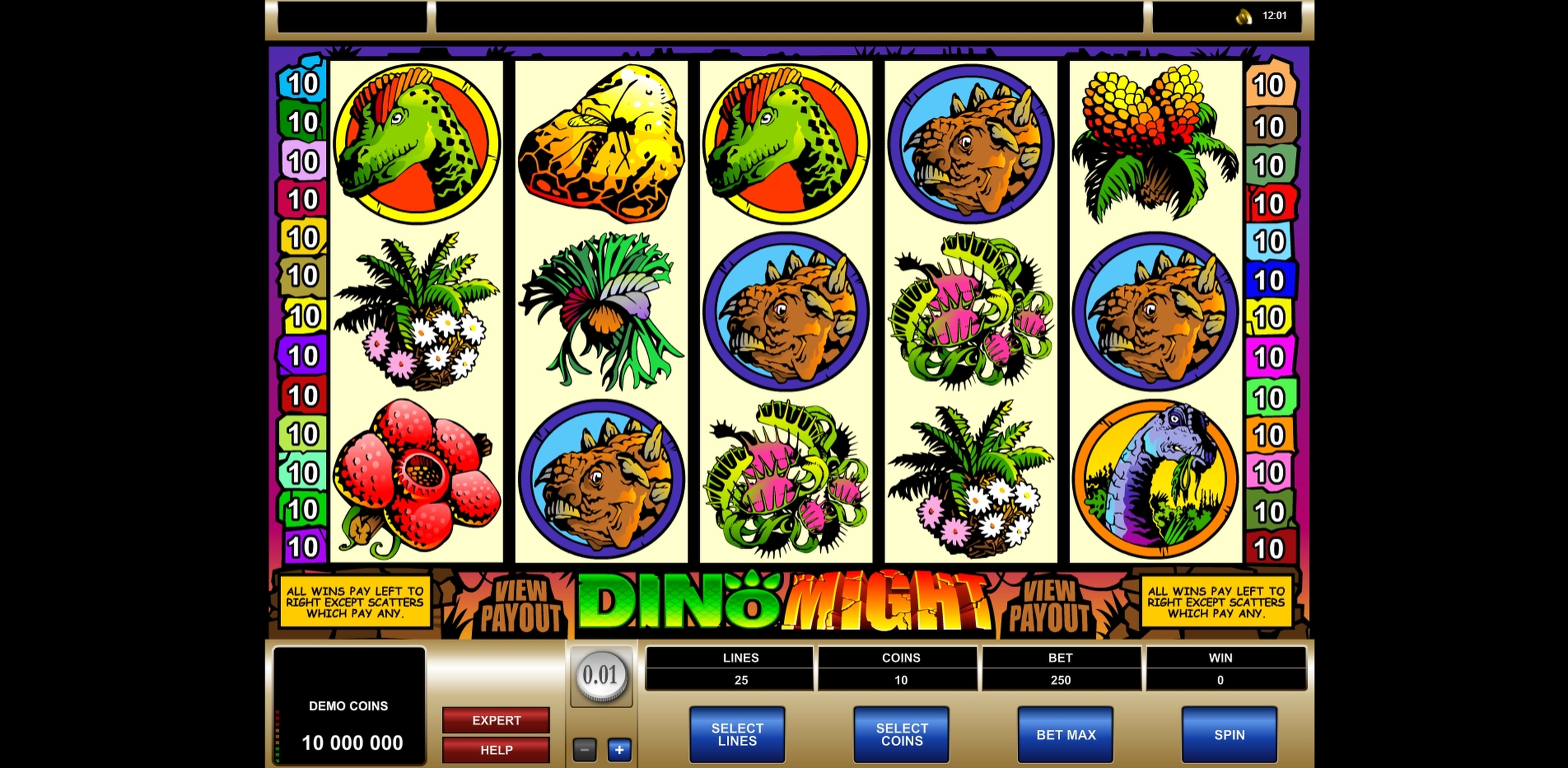 Reels in Dino Might Slot Game by Microgaming