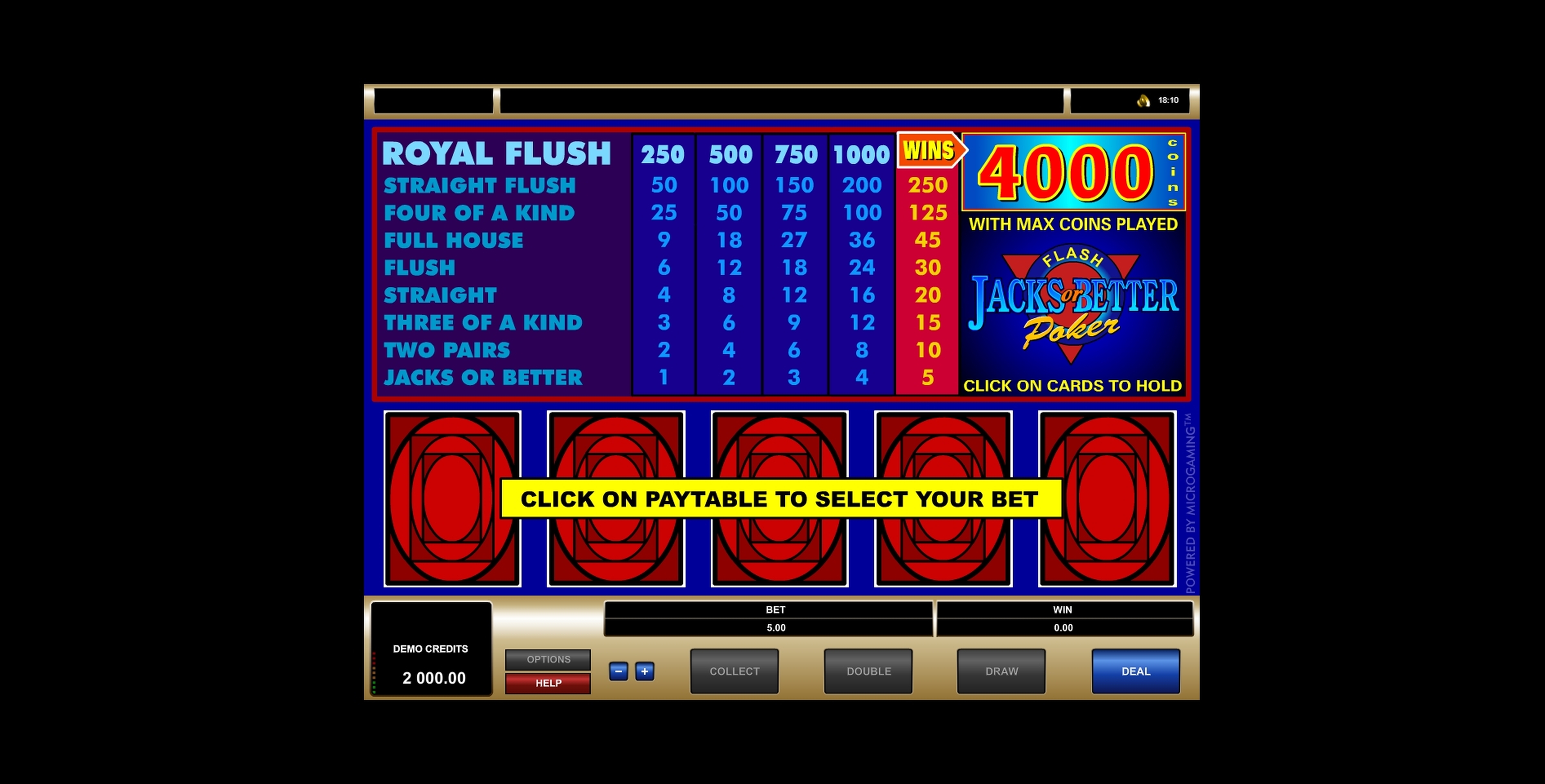 Reels in Jacks or Better Slot Game by Microgaming