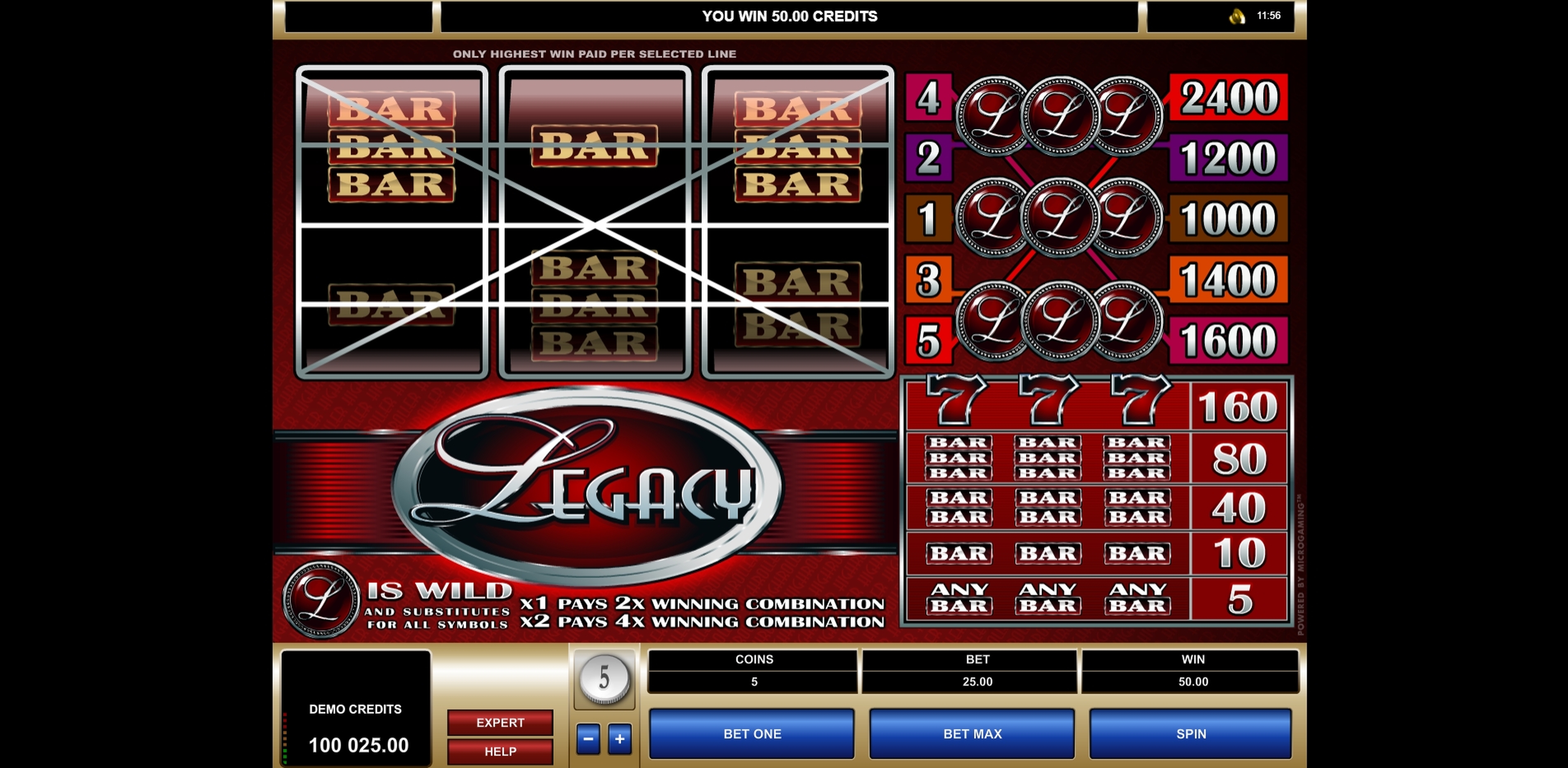 Win Money in Legacy Free Slot Game by Microgaming