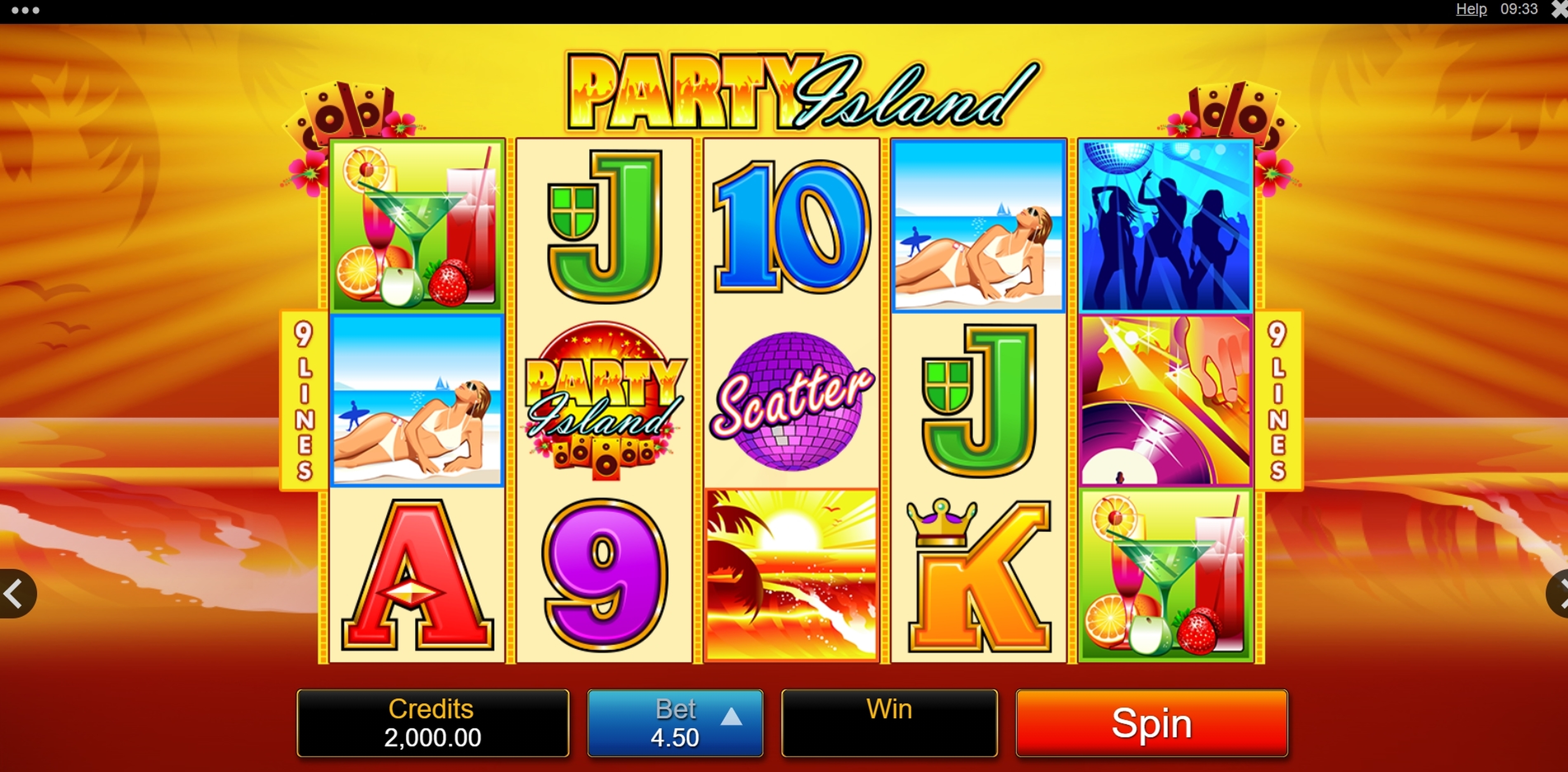 Reels in Party Island Slot Game by Microgaming