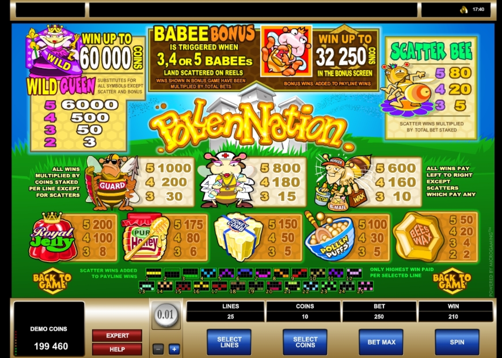 Info of Pollen Nation Slot Game by Microgaming