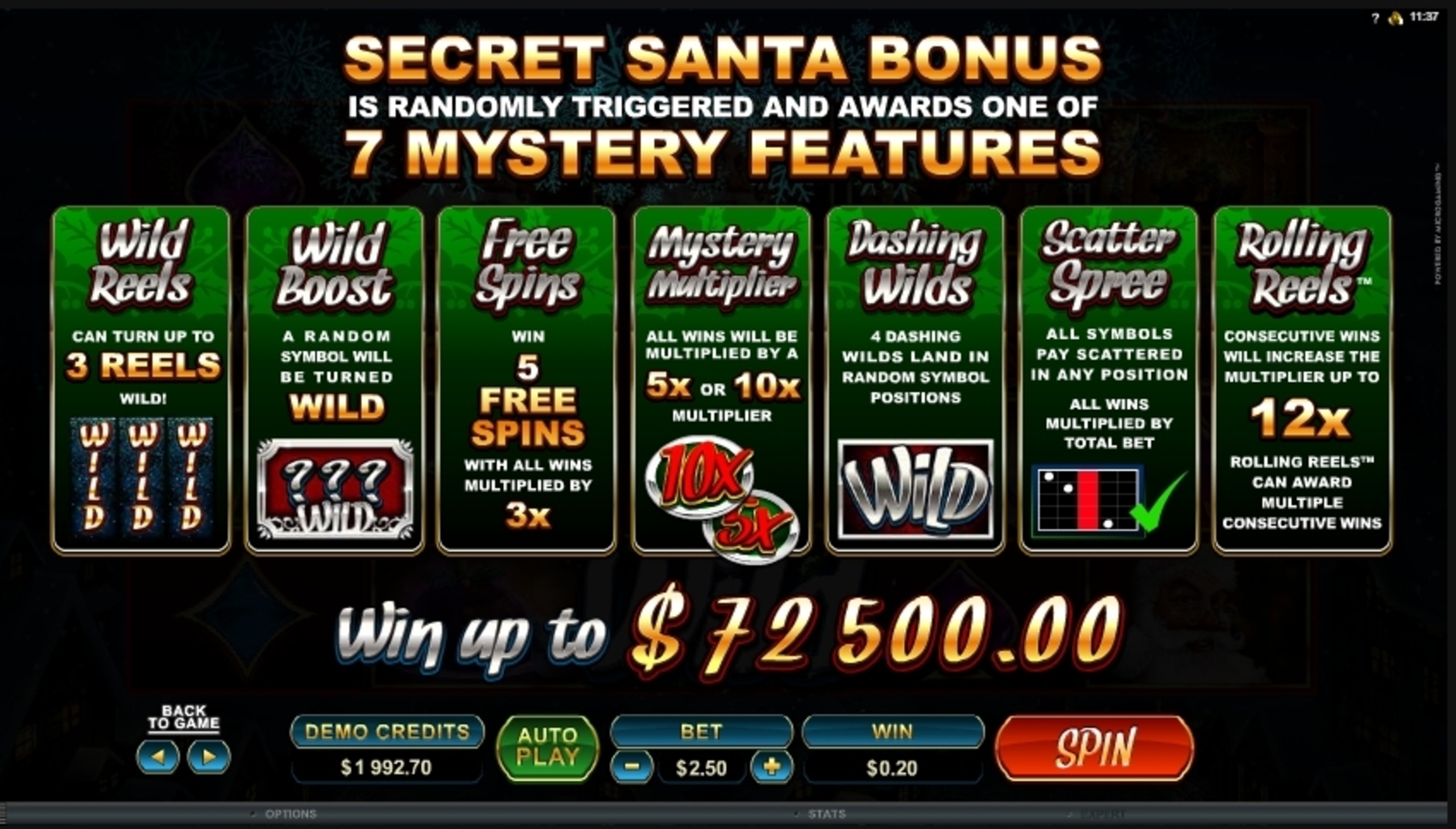 Info of Secret Santa Slot Game by Microgaming