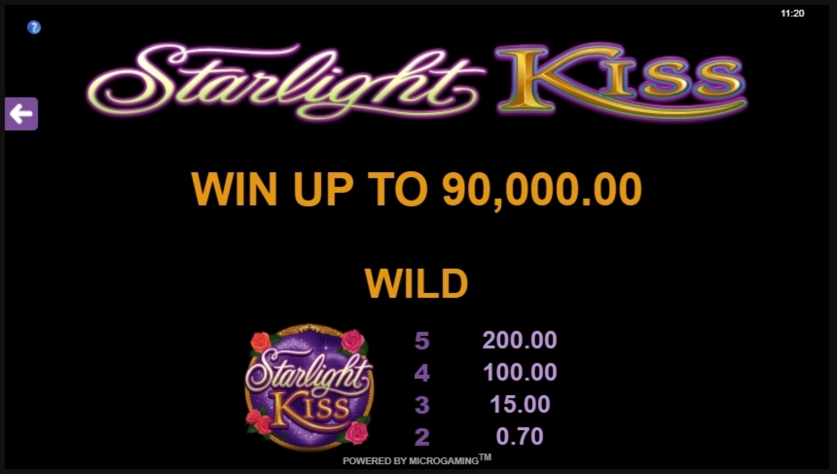 Info of Starlight Kiss Slot Game by Microgaming