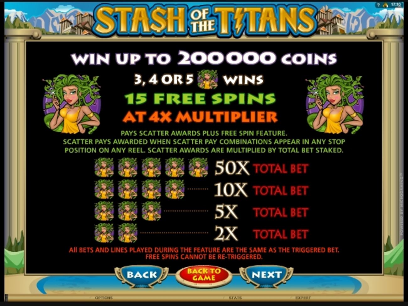 Info of Stash of the Titans Slot Game by Microgaming