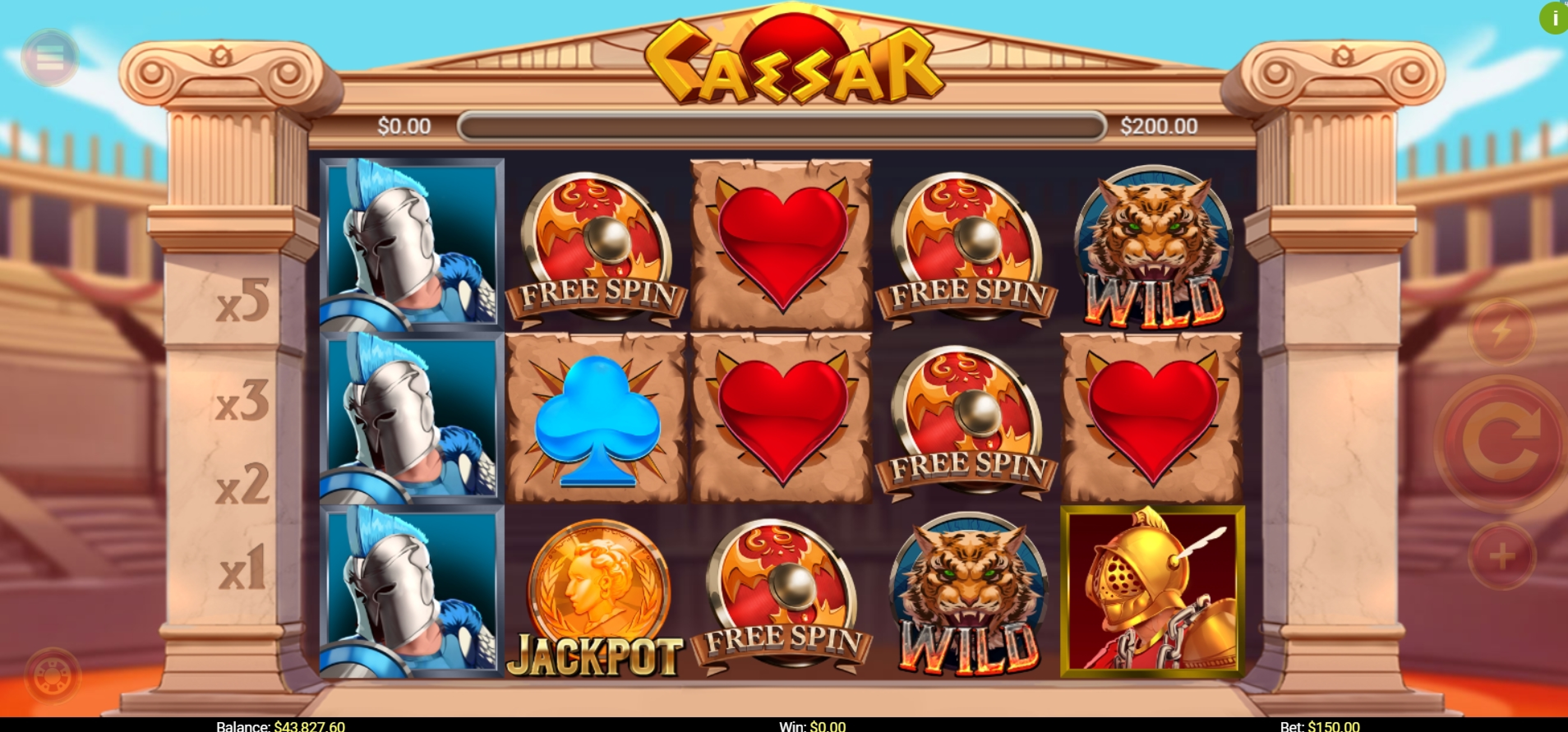 Reels in Caesar Slot Game by Mobilots