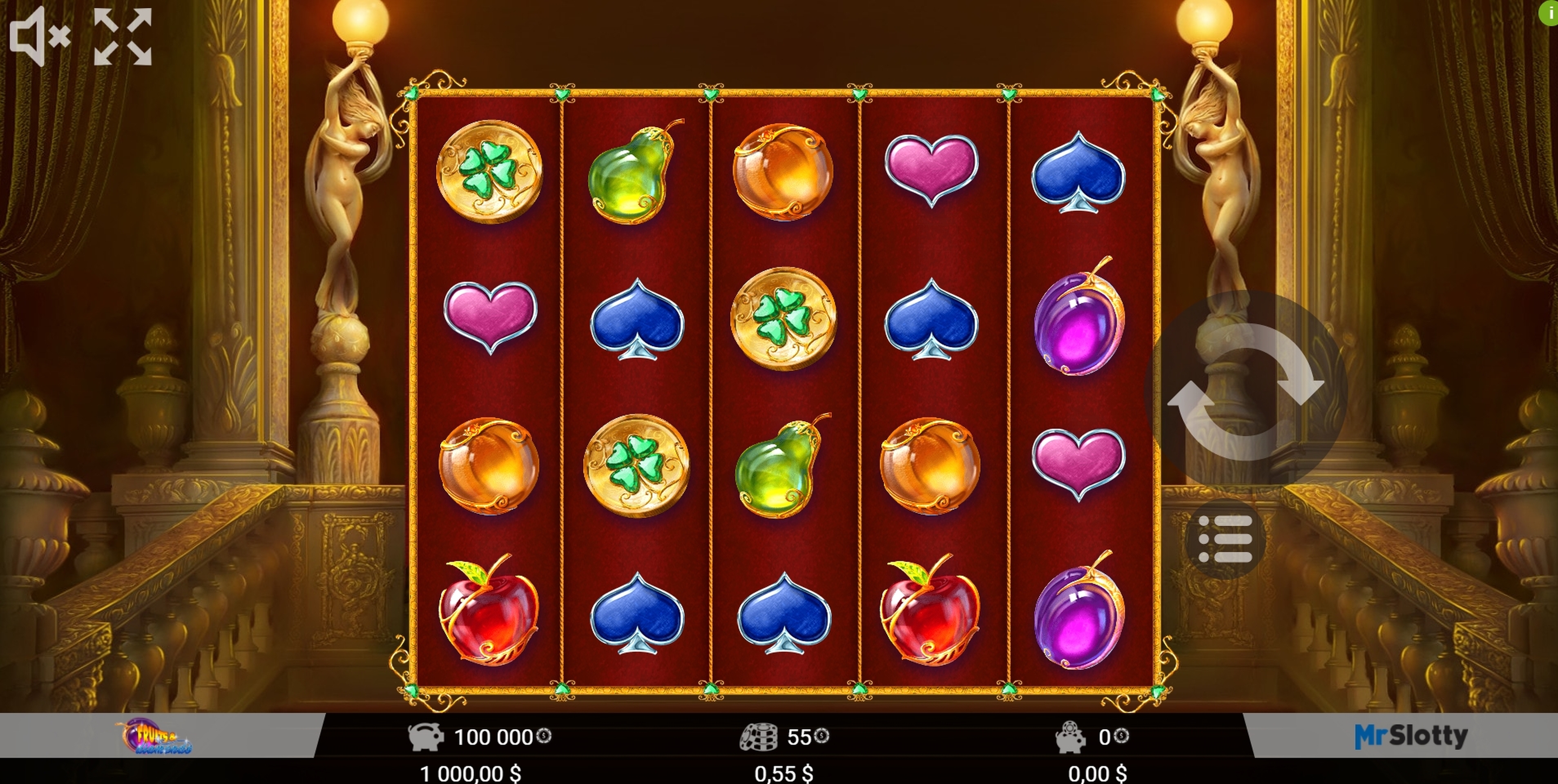 Reels in Fruits & Diamonds Slot Game by Mr Slotty