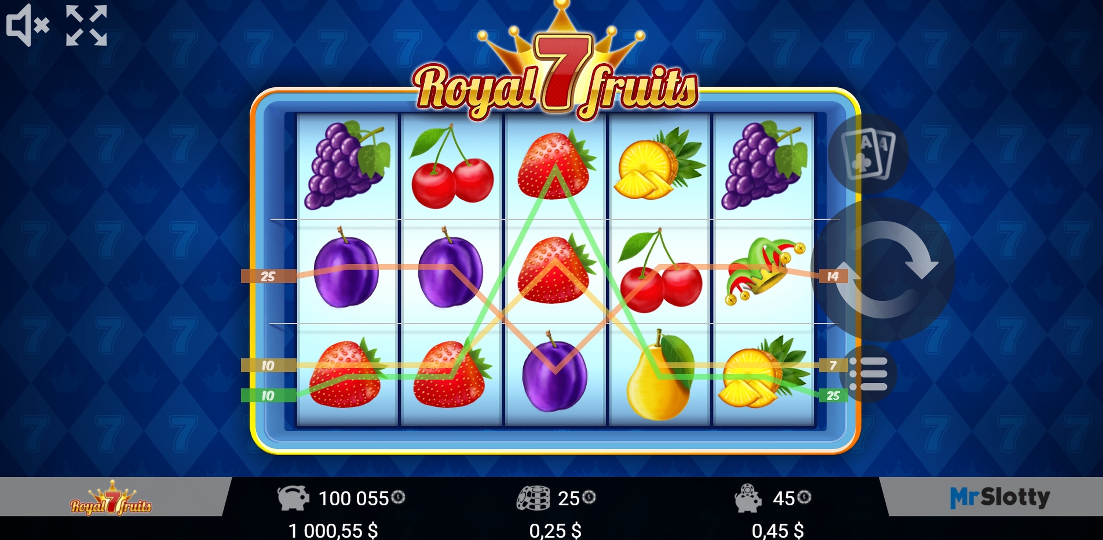 Win Money in Royal 7 Fruits Free Slot Game by Mr Slotty