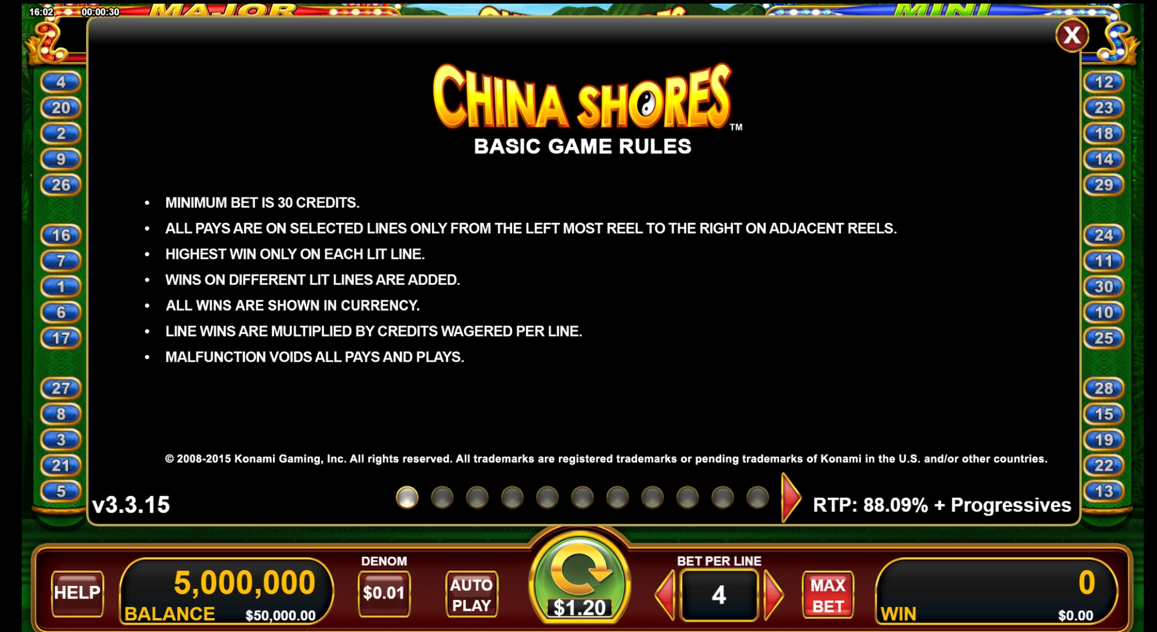 Info of China Shores Slot Game by Nektan