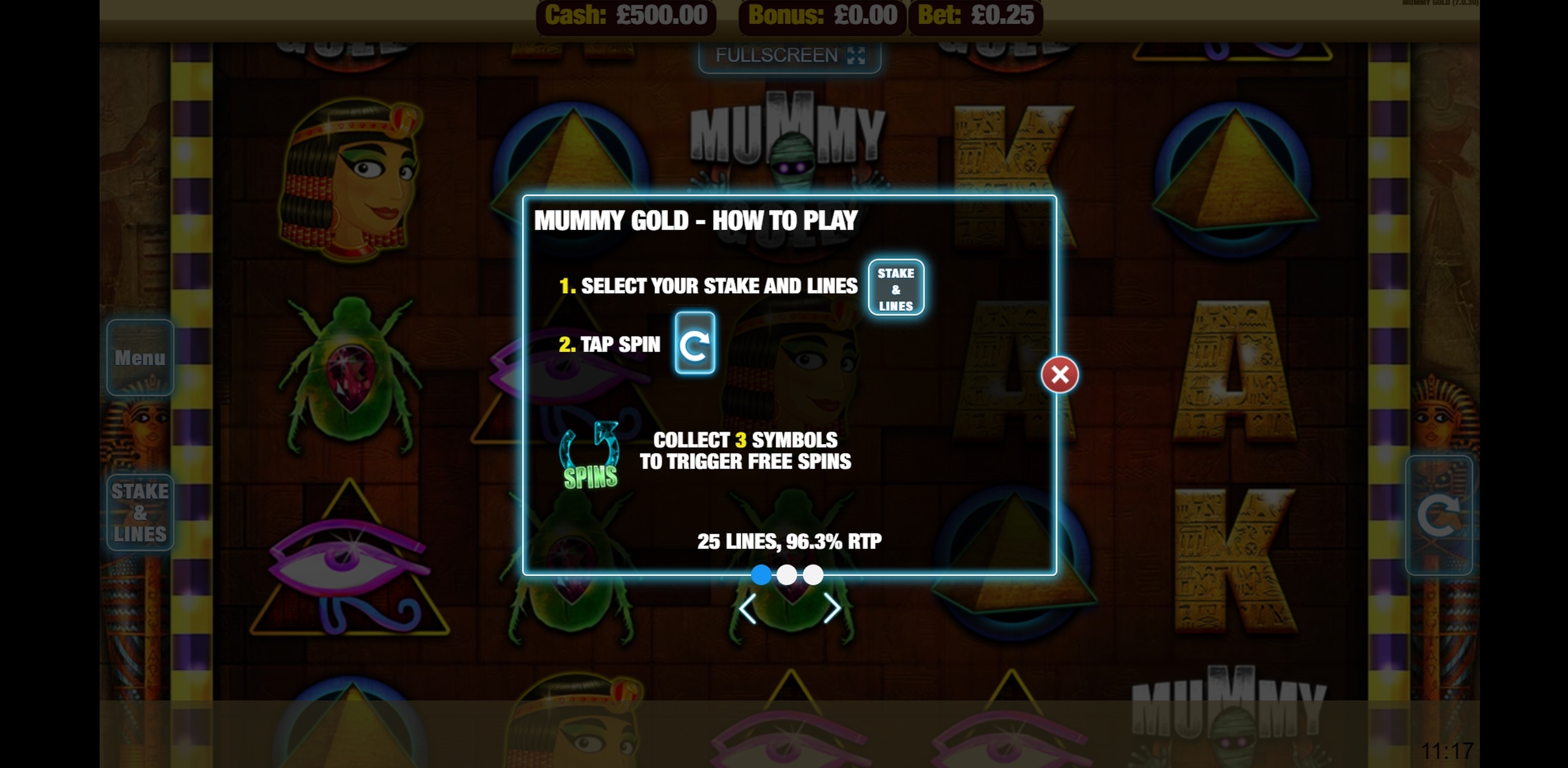 Info of Mummy Gold Slot Game by Nektan