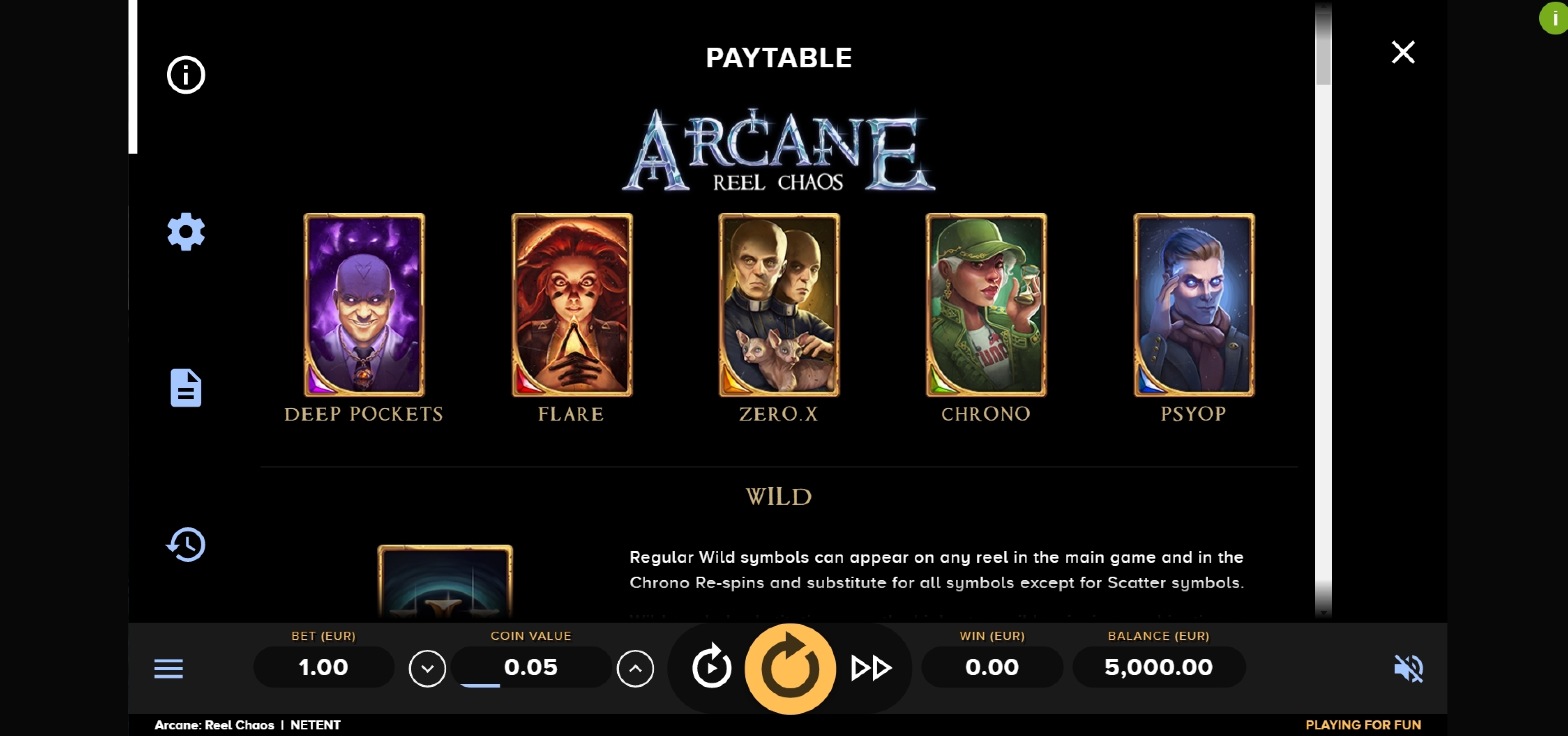 Info of Arcane Reel Chaos Slot Game by NetEnt